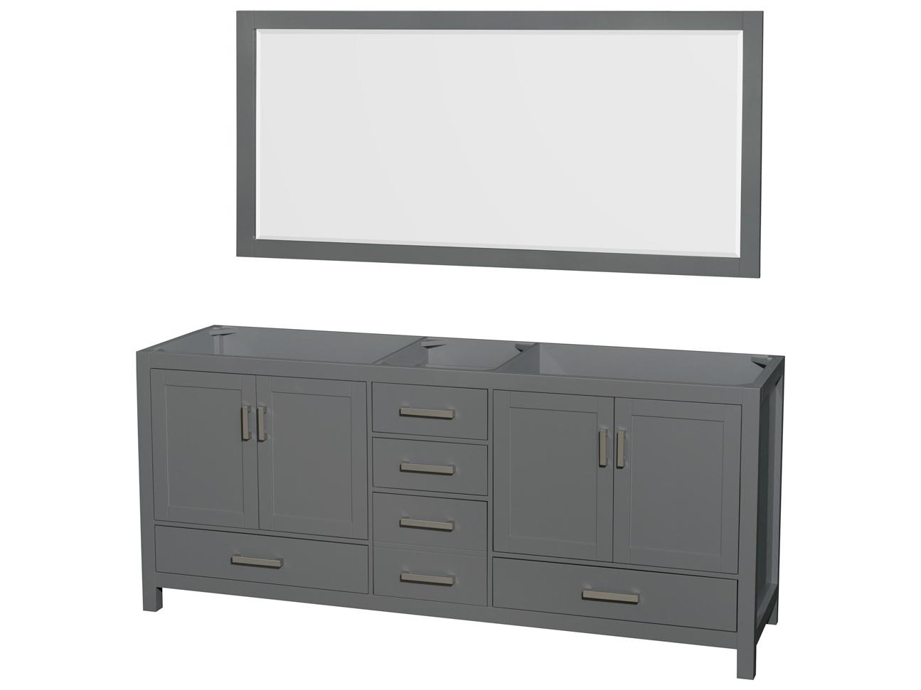Wyndham Collection Sheffield 79" Dark Gray Vanity with 24" Mirror