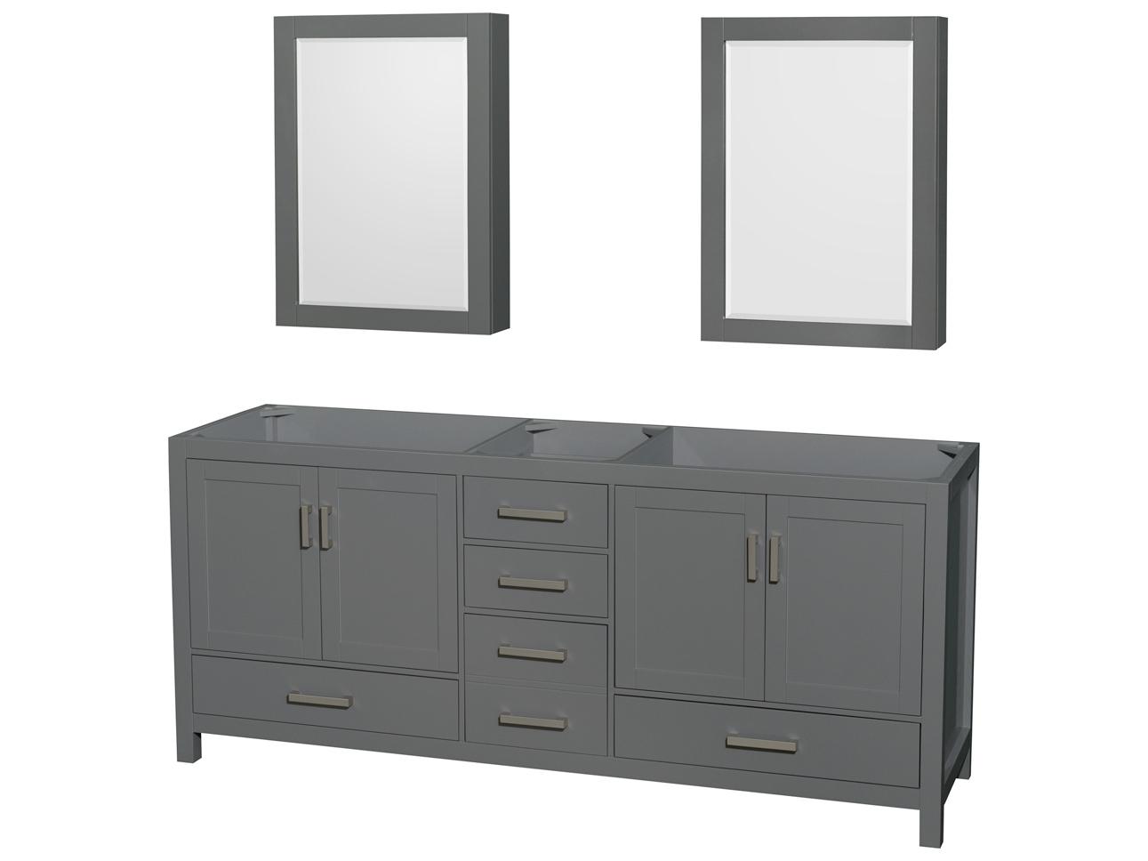Wyndham Collection Sheffield 79" Dark Gray Vanity with 24" Mirror