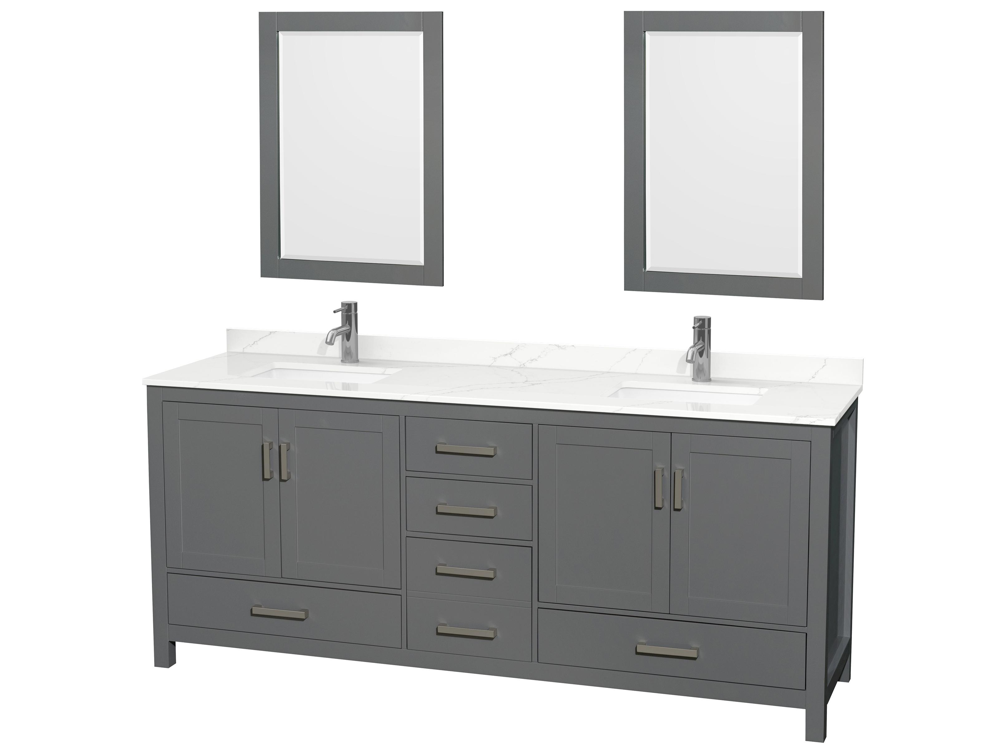 Wyndham Collection Sheffield 80" Dark Gray Vanity with 24" Mirror