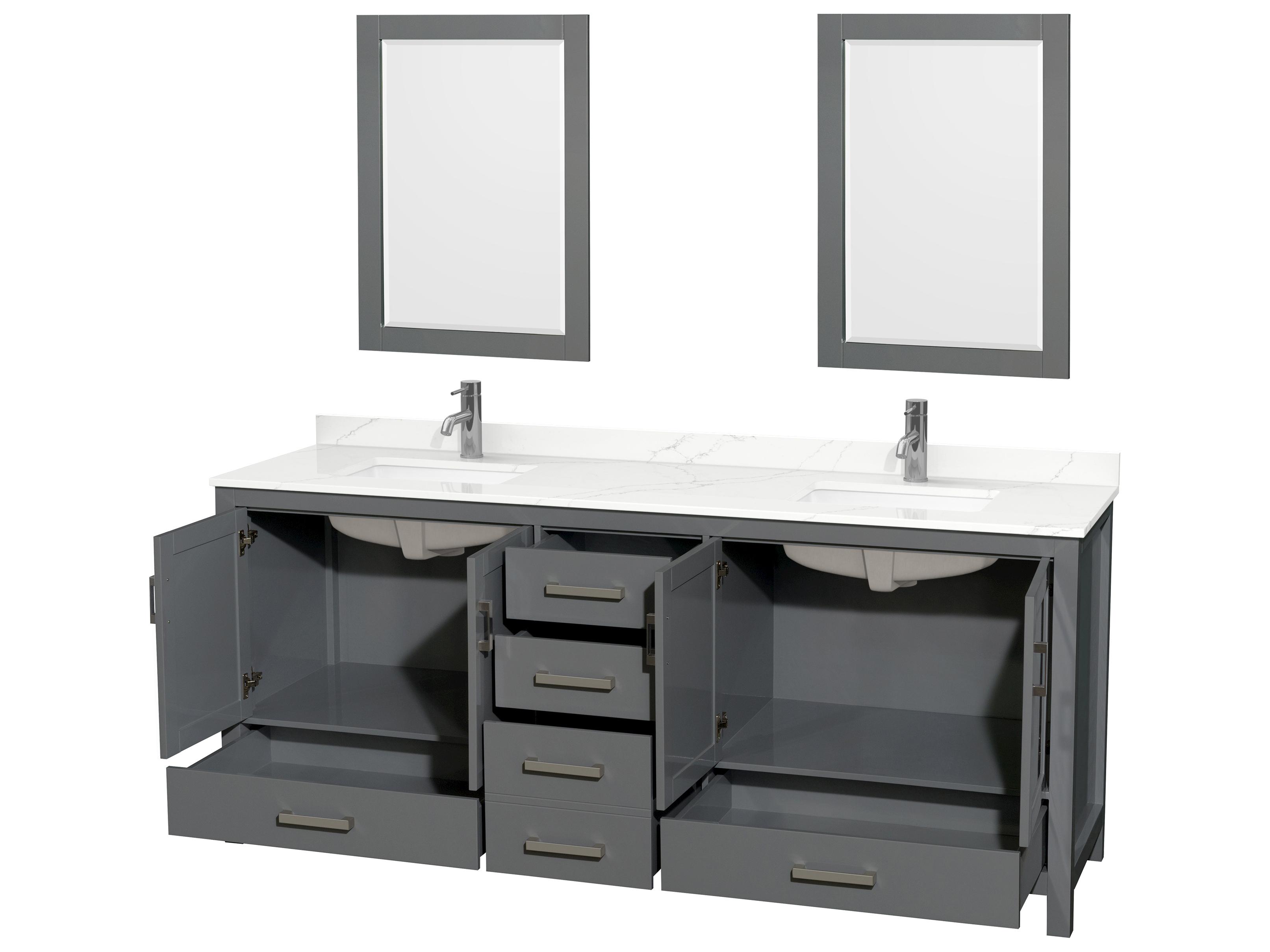 Wyndham Collection Sheffield 80" Dark Gray Vanity with 24" Mirror
