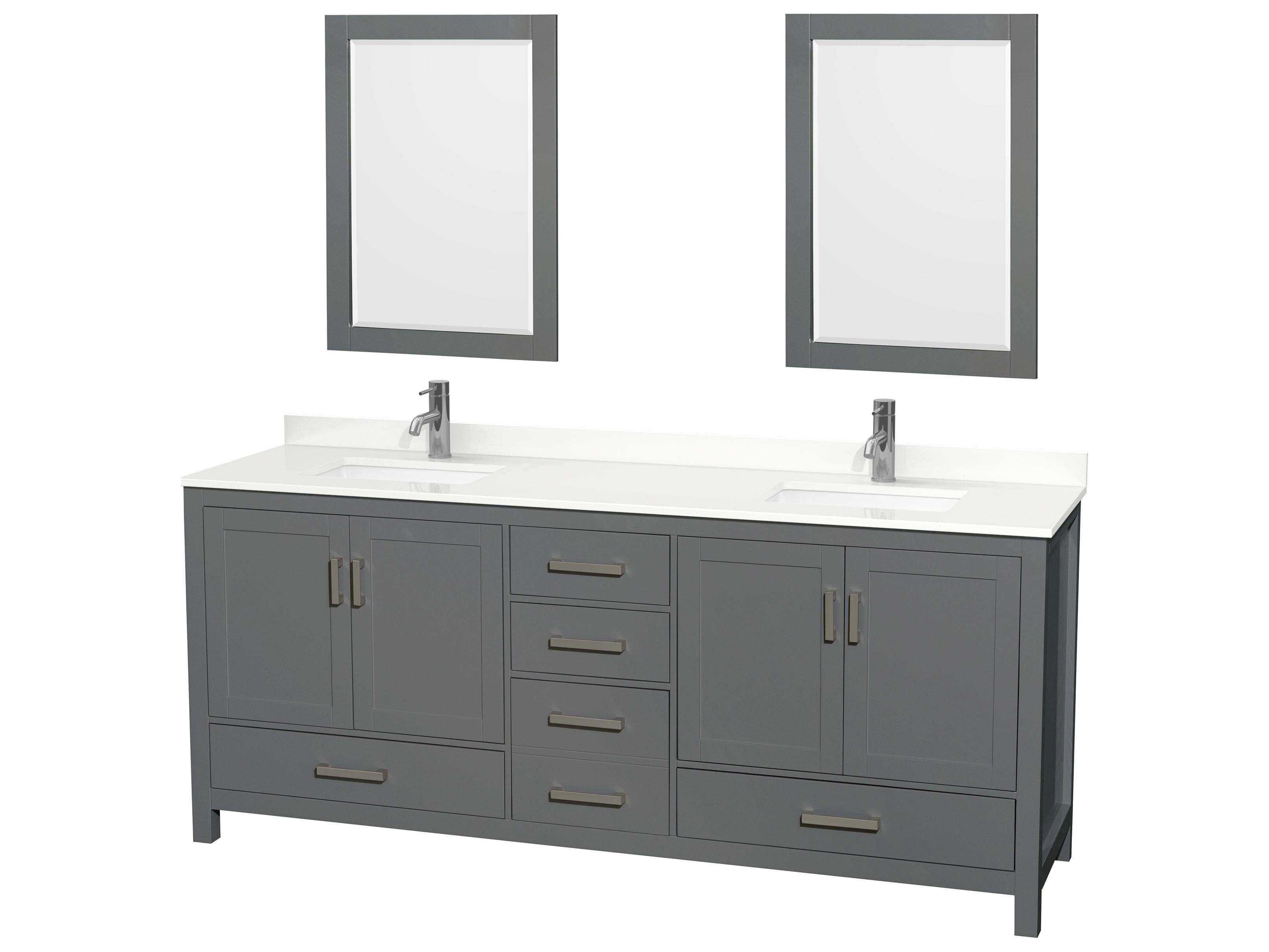 Wyndham Collection Sheffield 80" Dark Gray Vanity with 24" Mirror