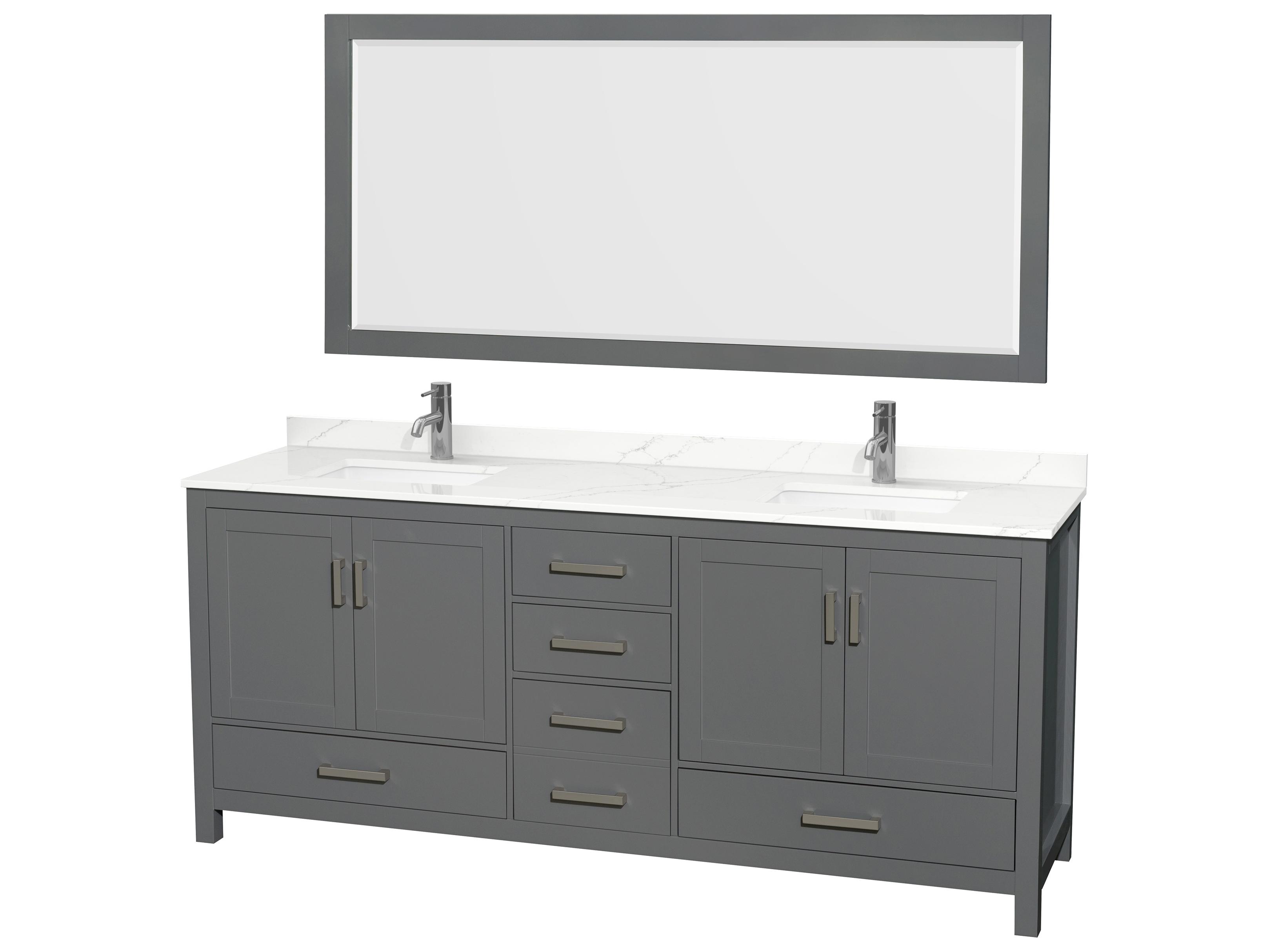 Wyndham Collection Sheffield 80" Dark Gray Vanity with 70" Mirror