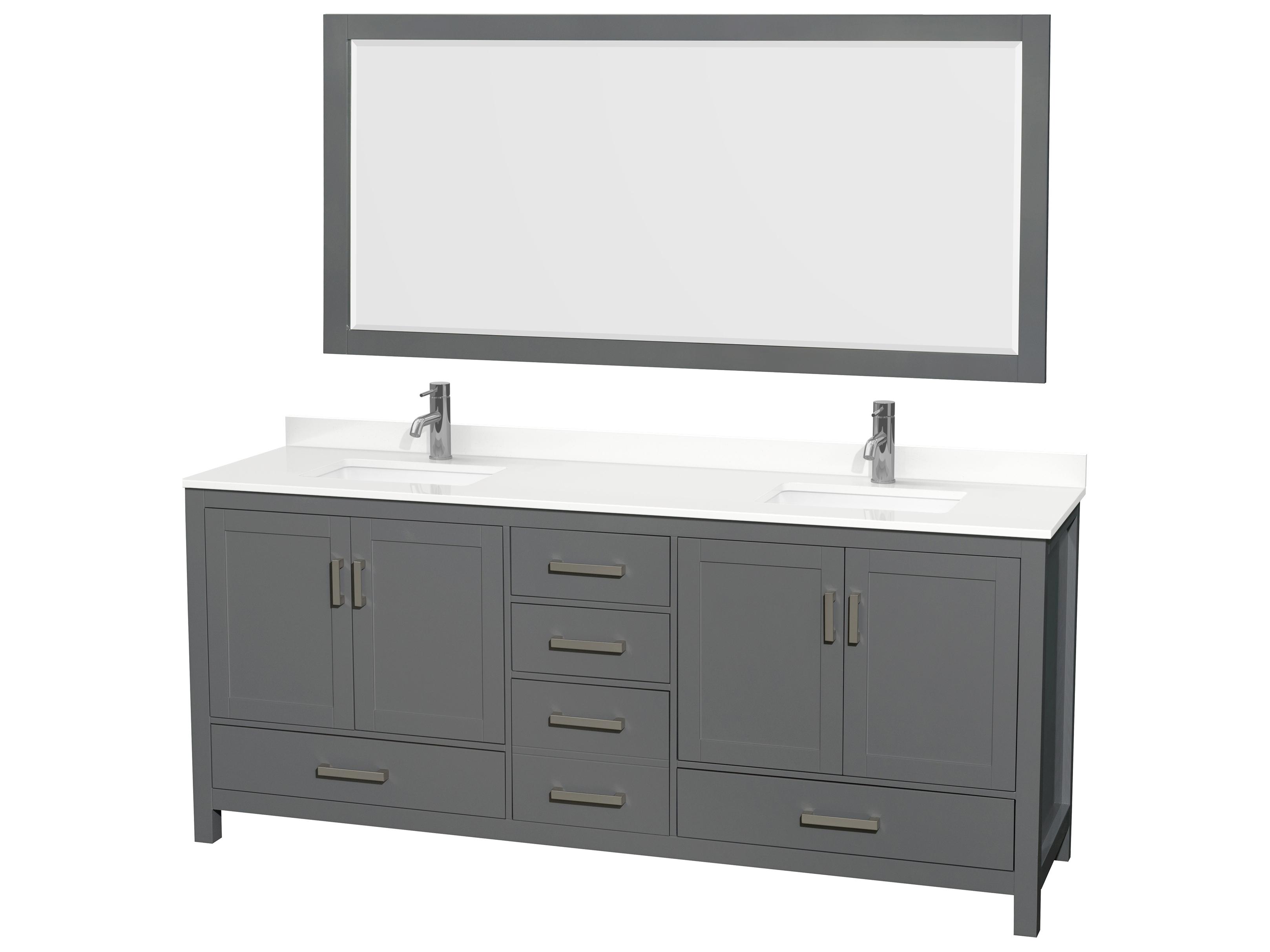Wyndham Collection Sheffield 80" Dark Gray Vanity with 70" Mirror