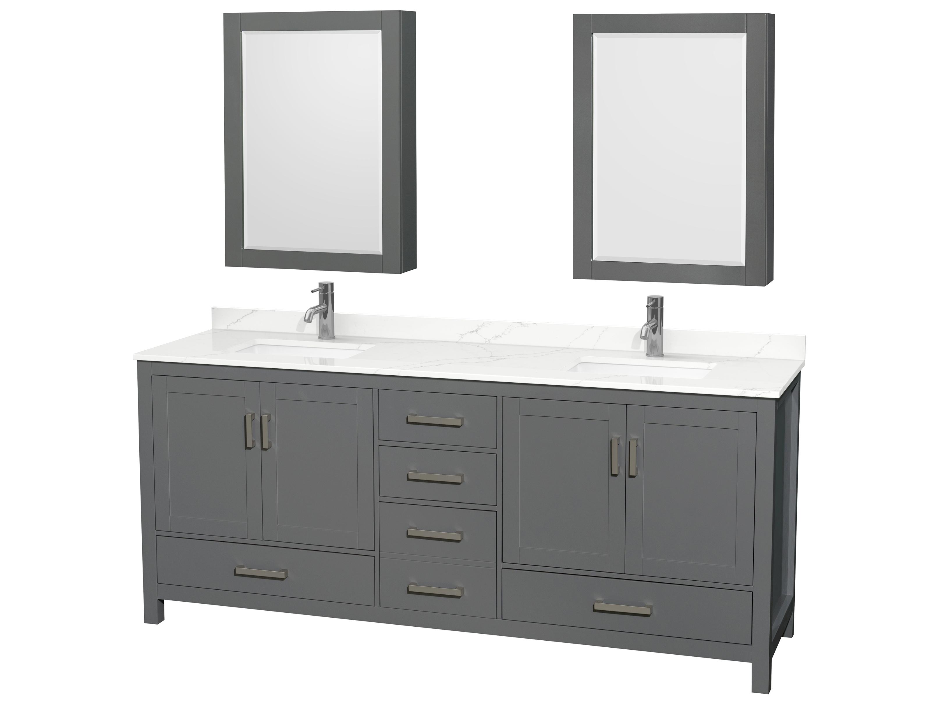 Wyndham Collection Sheffield 80" Dark Gray Vanity with Medicine Cabinet
