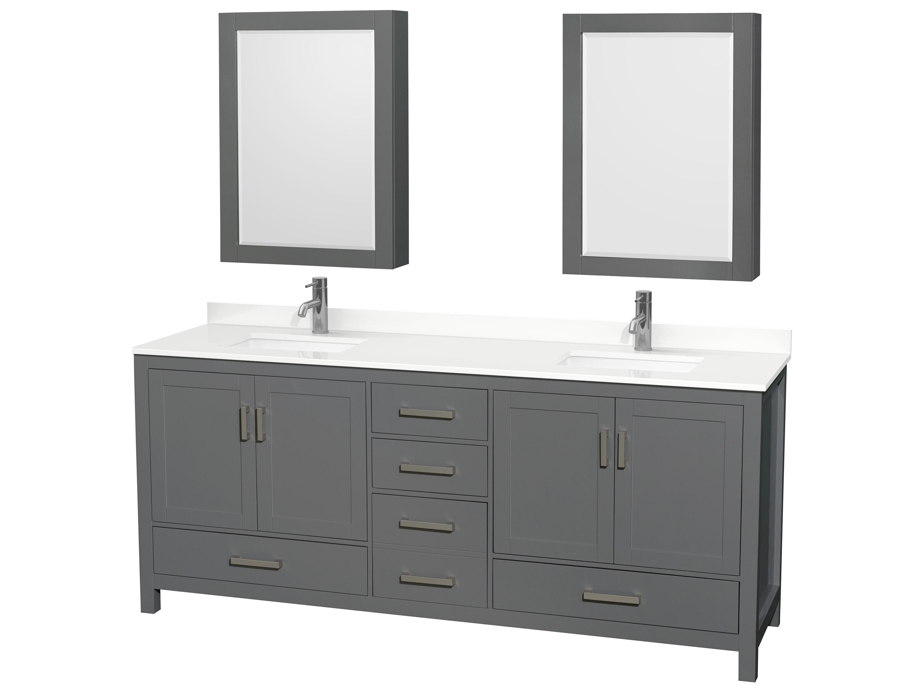Wyndham Collection Sheffield 80" Dark Gray Vanity with Medicine Cabinet