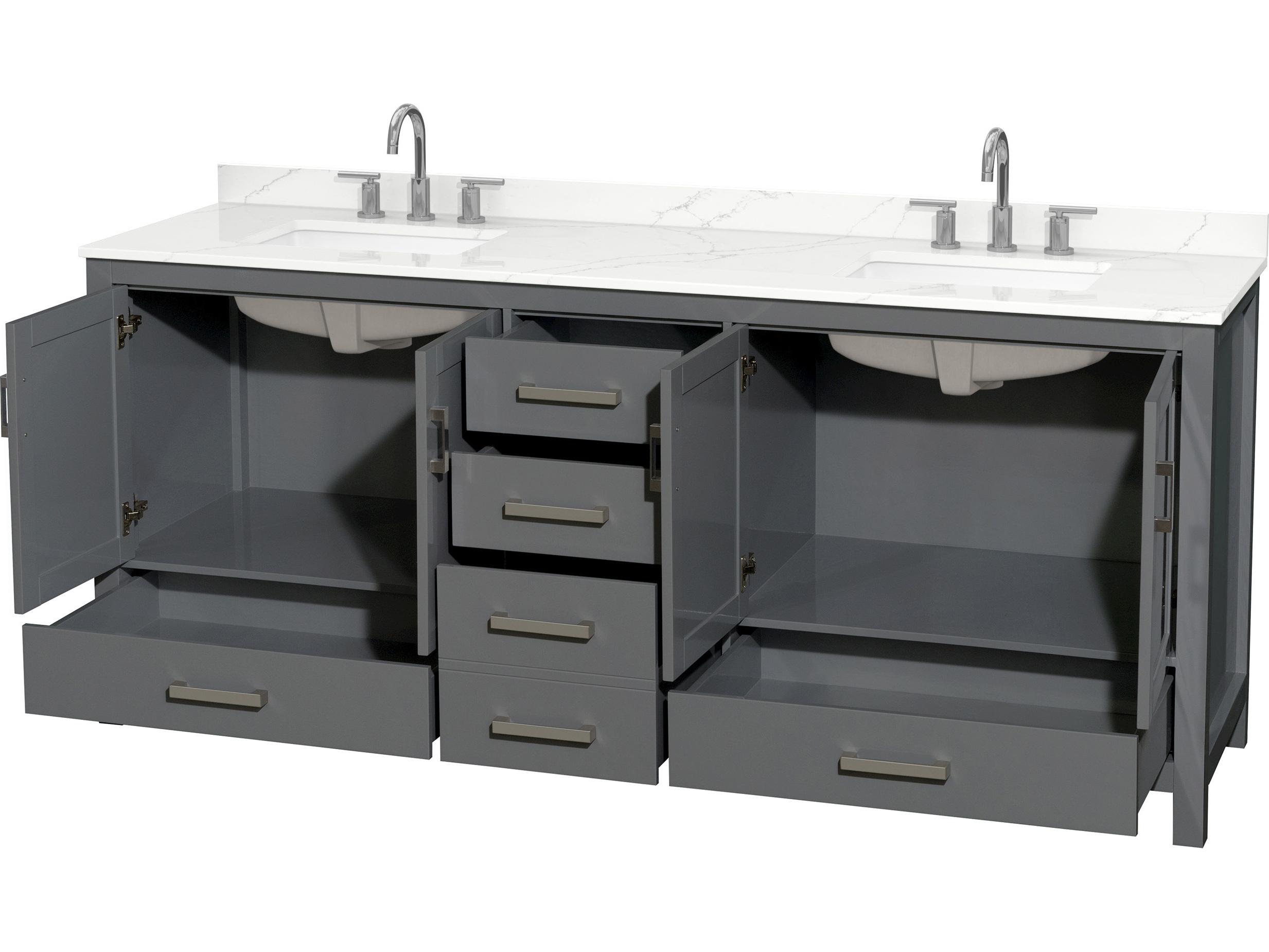 Wyndham Collection Sheffield 80" Dark Gray Vanity