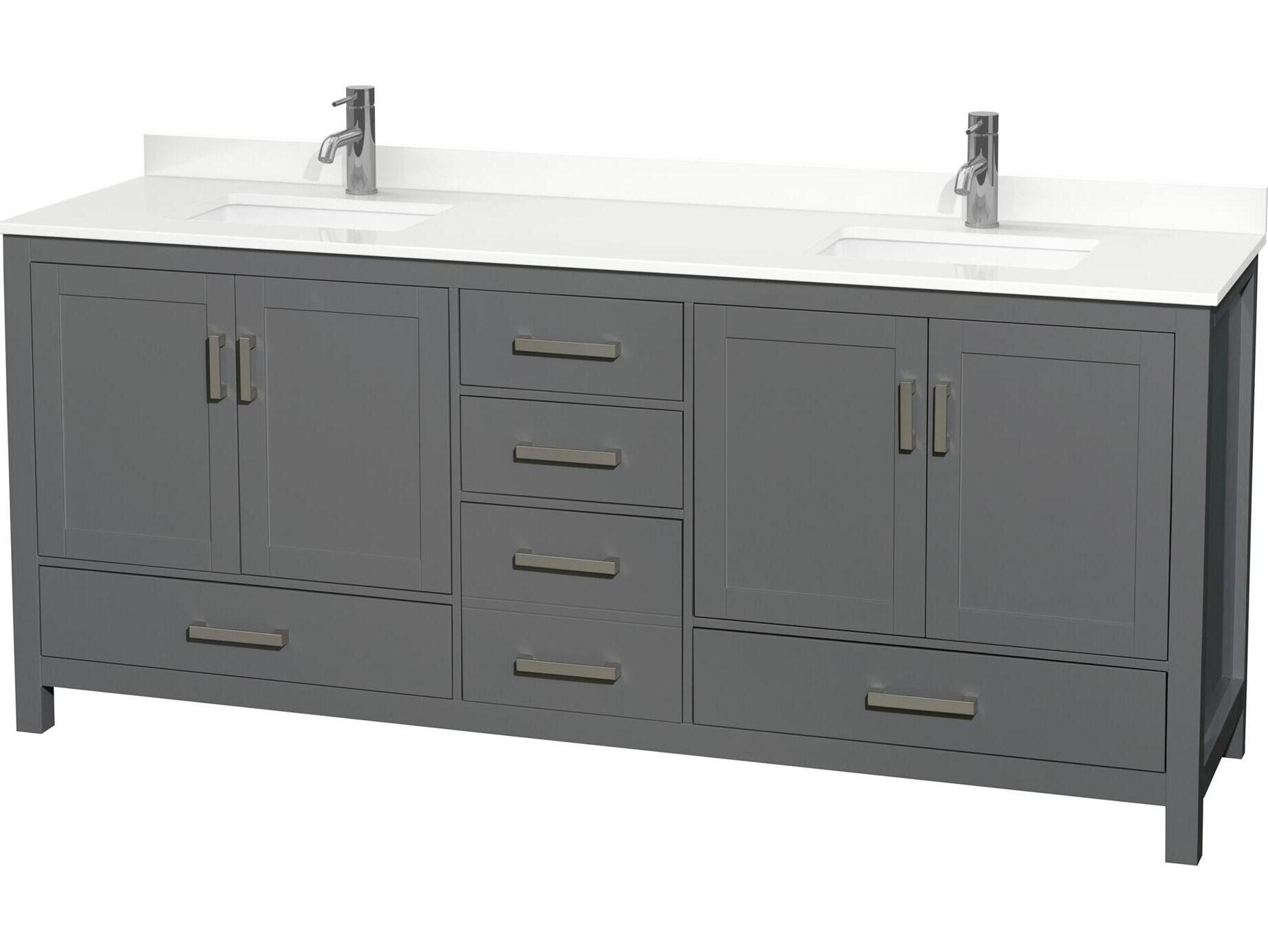 Wyndham Collection Sheffield 80" Dark Gray Vanity