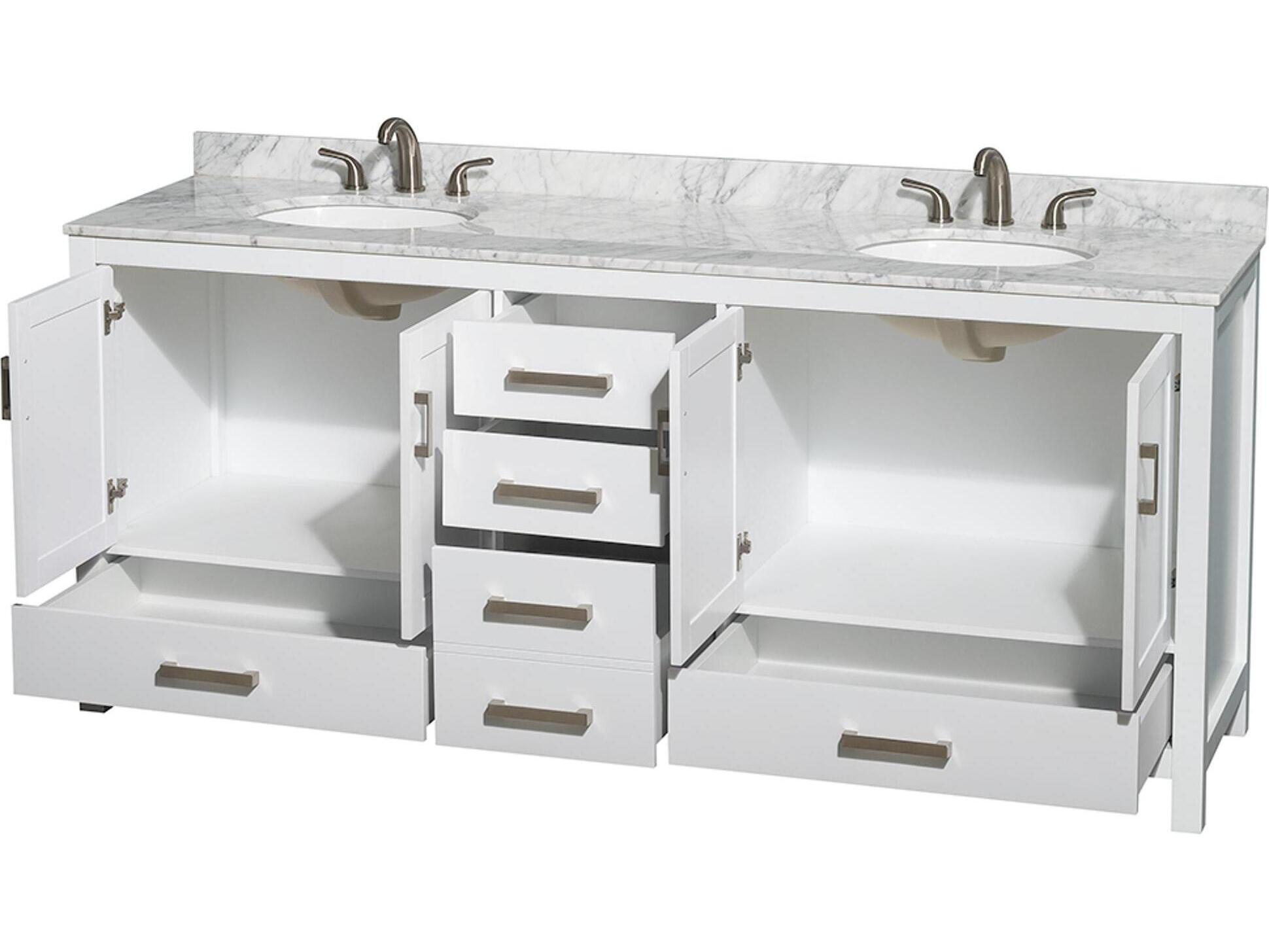 Wyndham Collection Sheffield 80" White Vanity