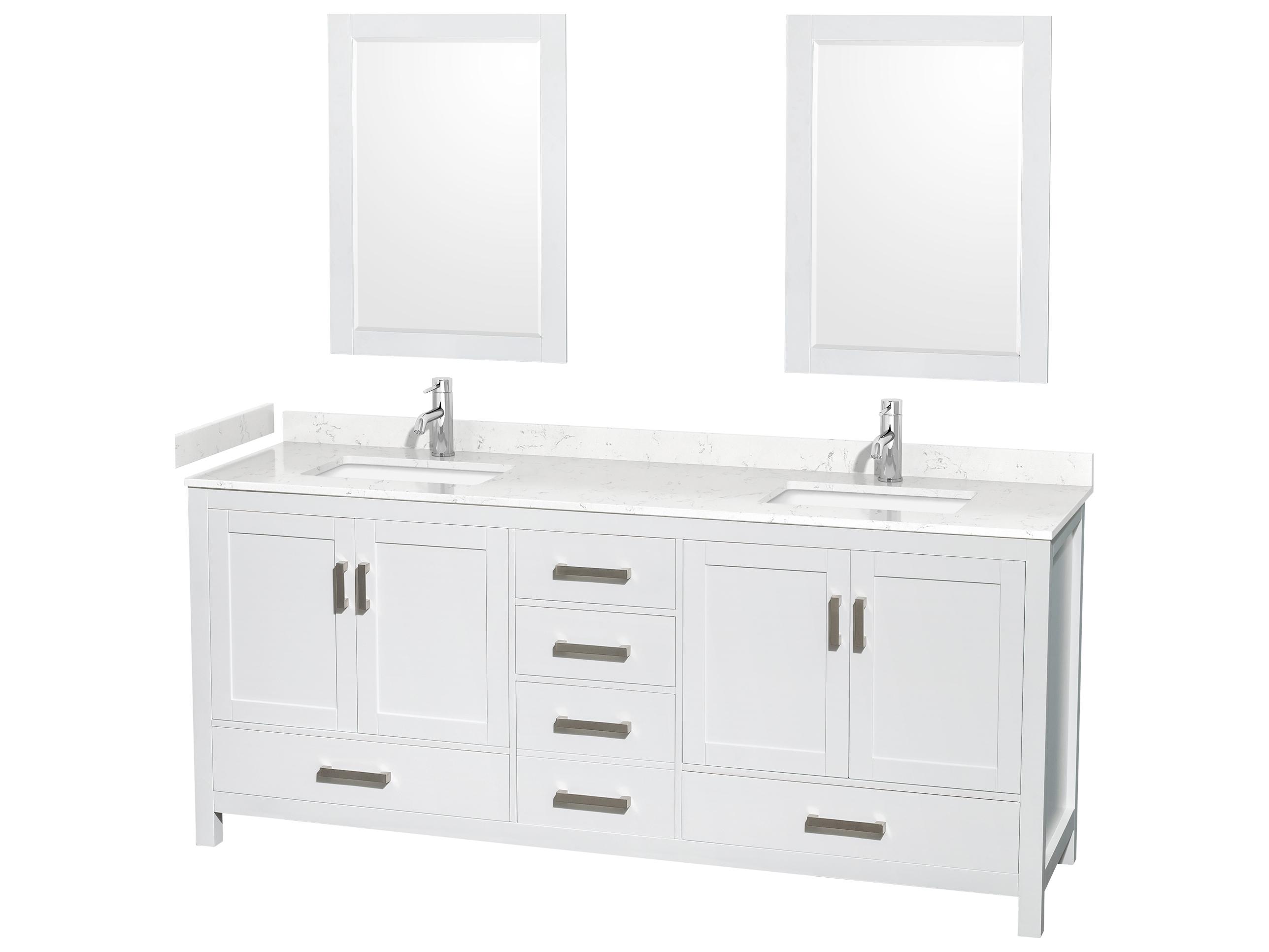 Wyndham Collection Sheffield 80" White Vanity with 24" Mirror