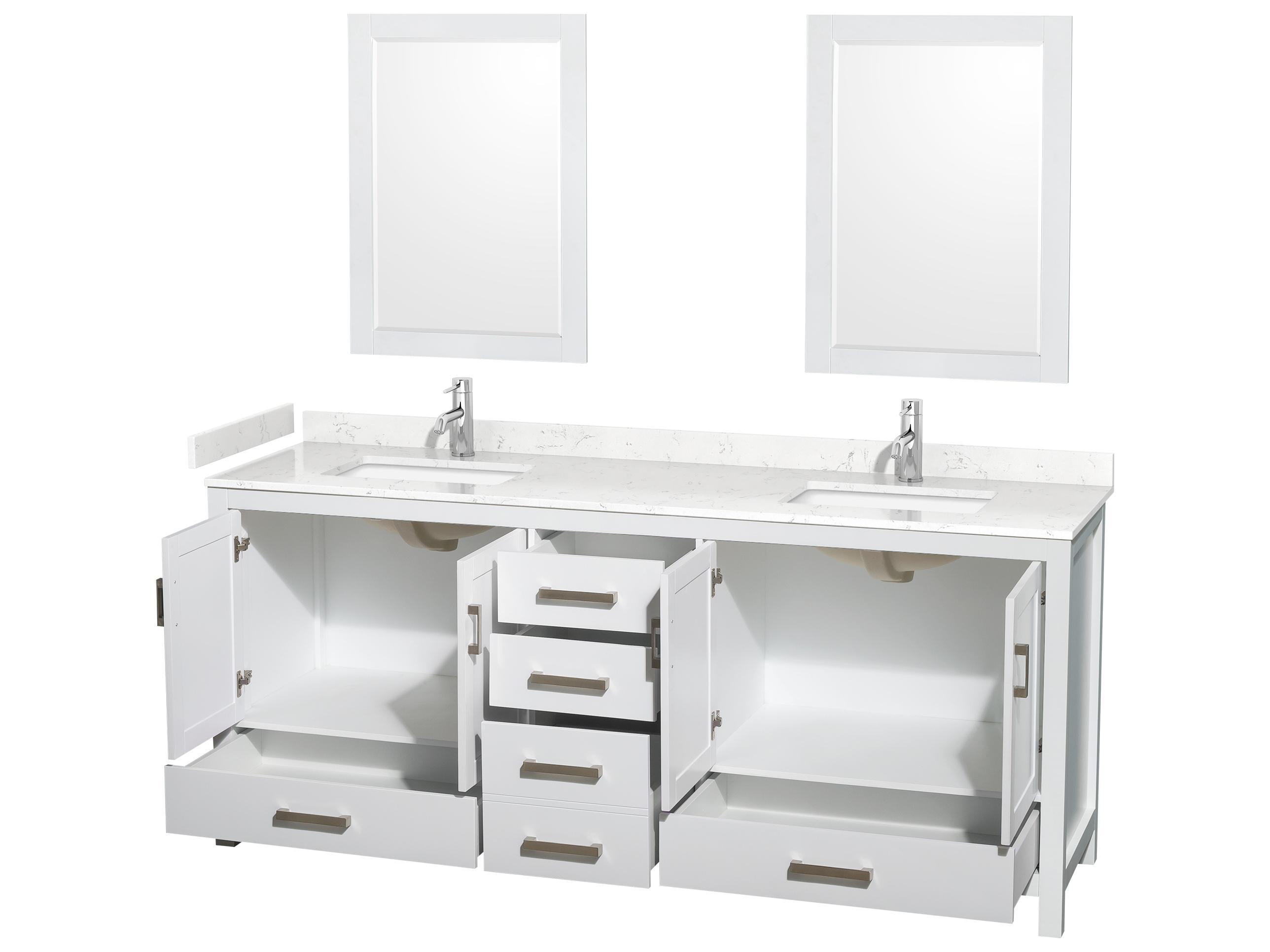 Wyndham Collection Sheffield 80" White Vanity with 24" Mirror