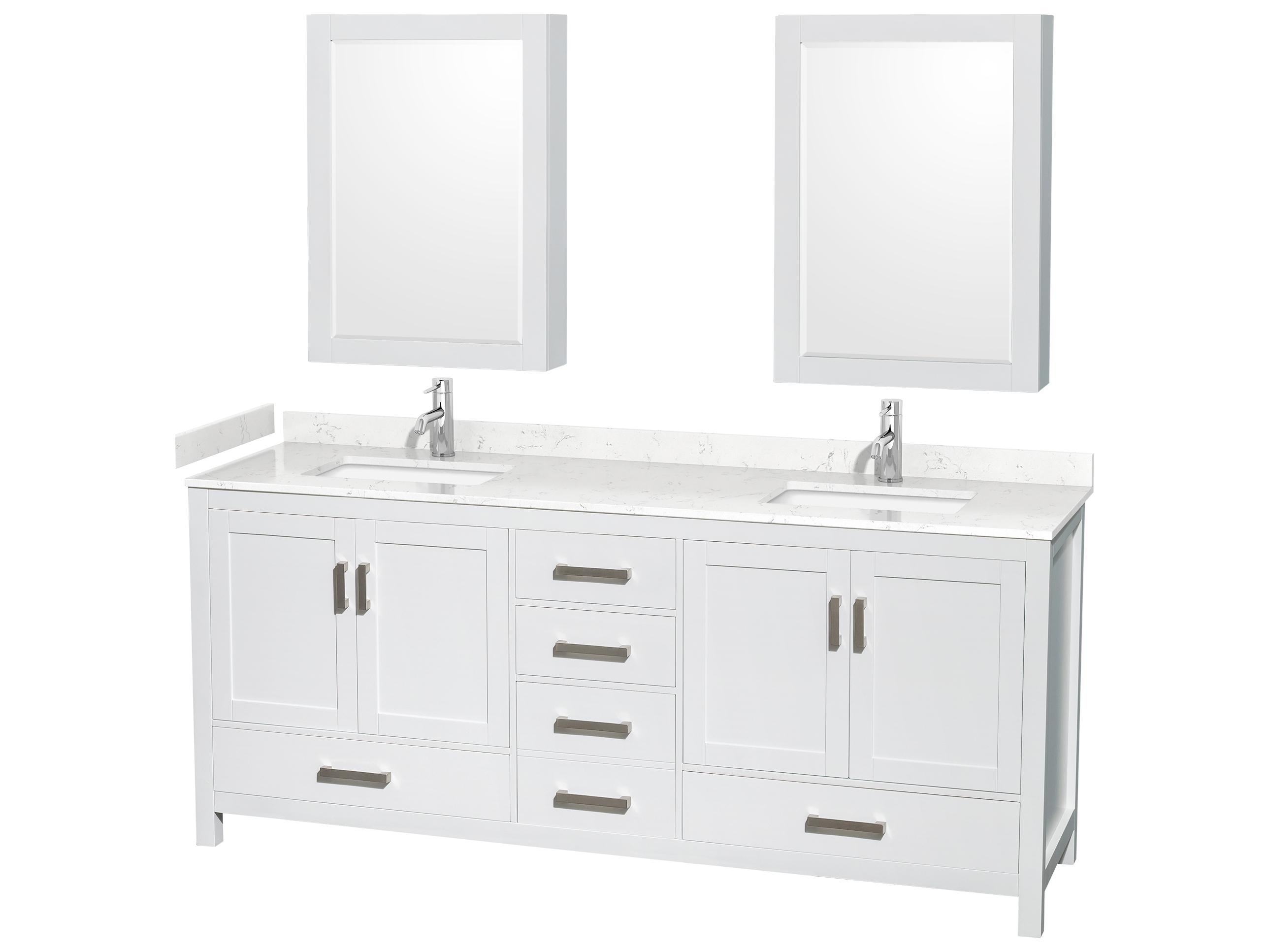 Wyndham Collection Sheffield 80" White Vanity with Medicine Cabinet