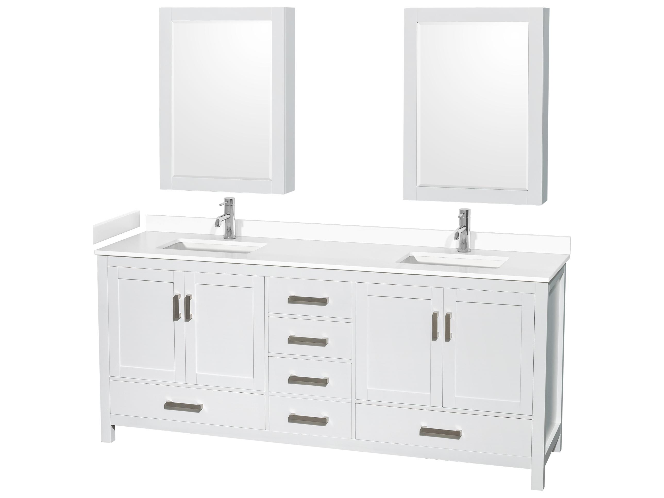 Wyndham Collection Sheffield 80" White Vanity with Medicine Cabinet