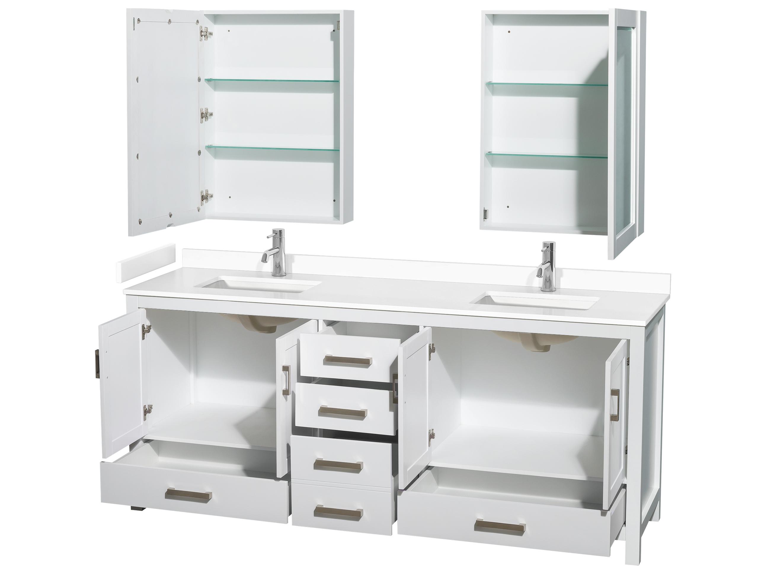 Wyndham Collection Sheffield 80" White Vanity with Medicine Cabinet