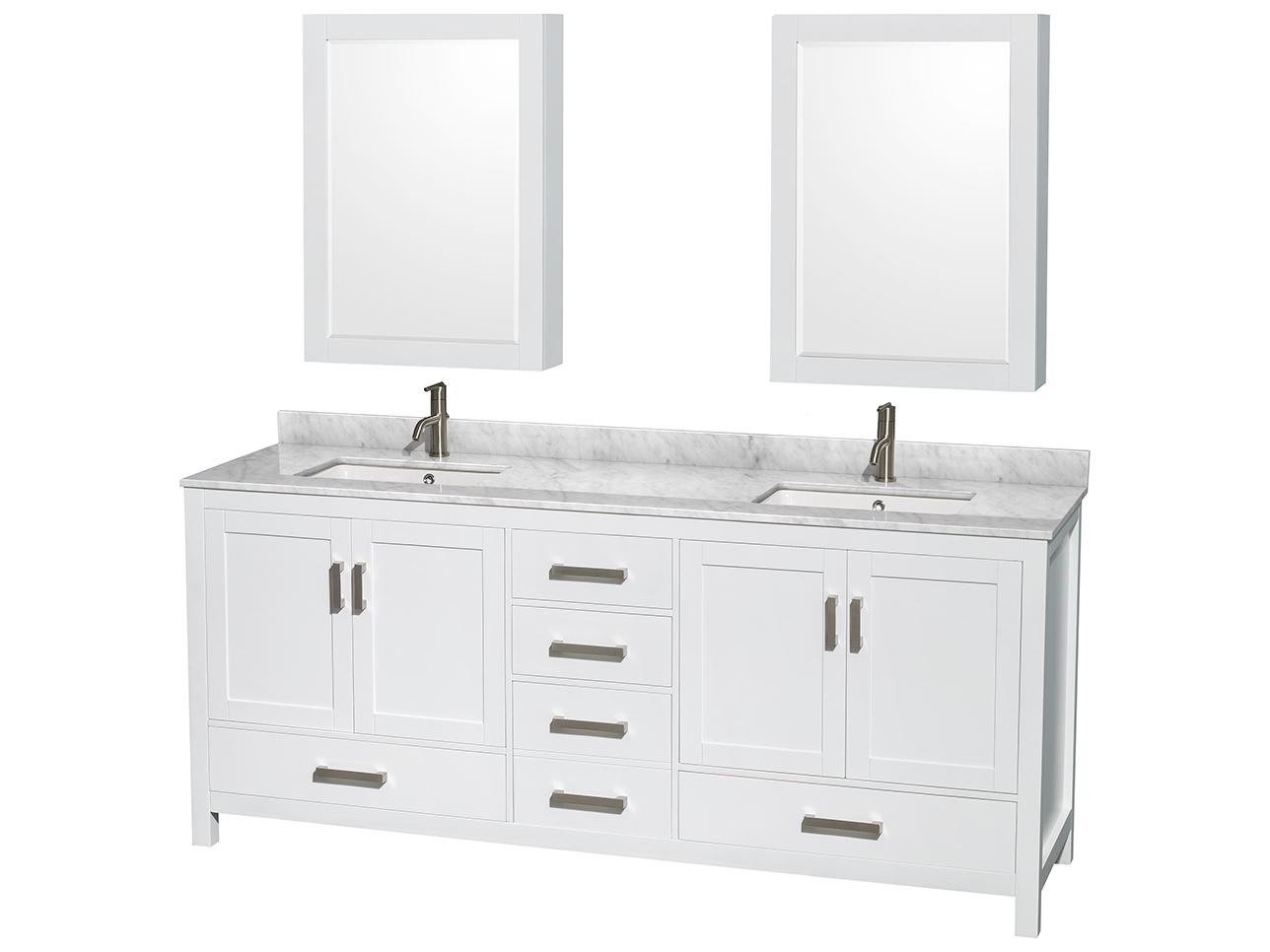 Wyndham Collection Sheffield 80" White Vanity with Medicine Cabinet