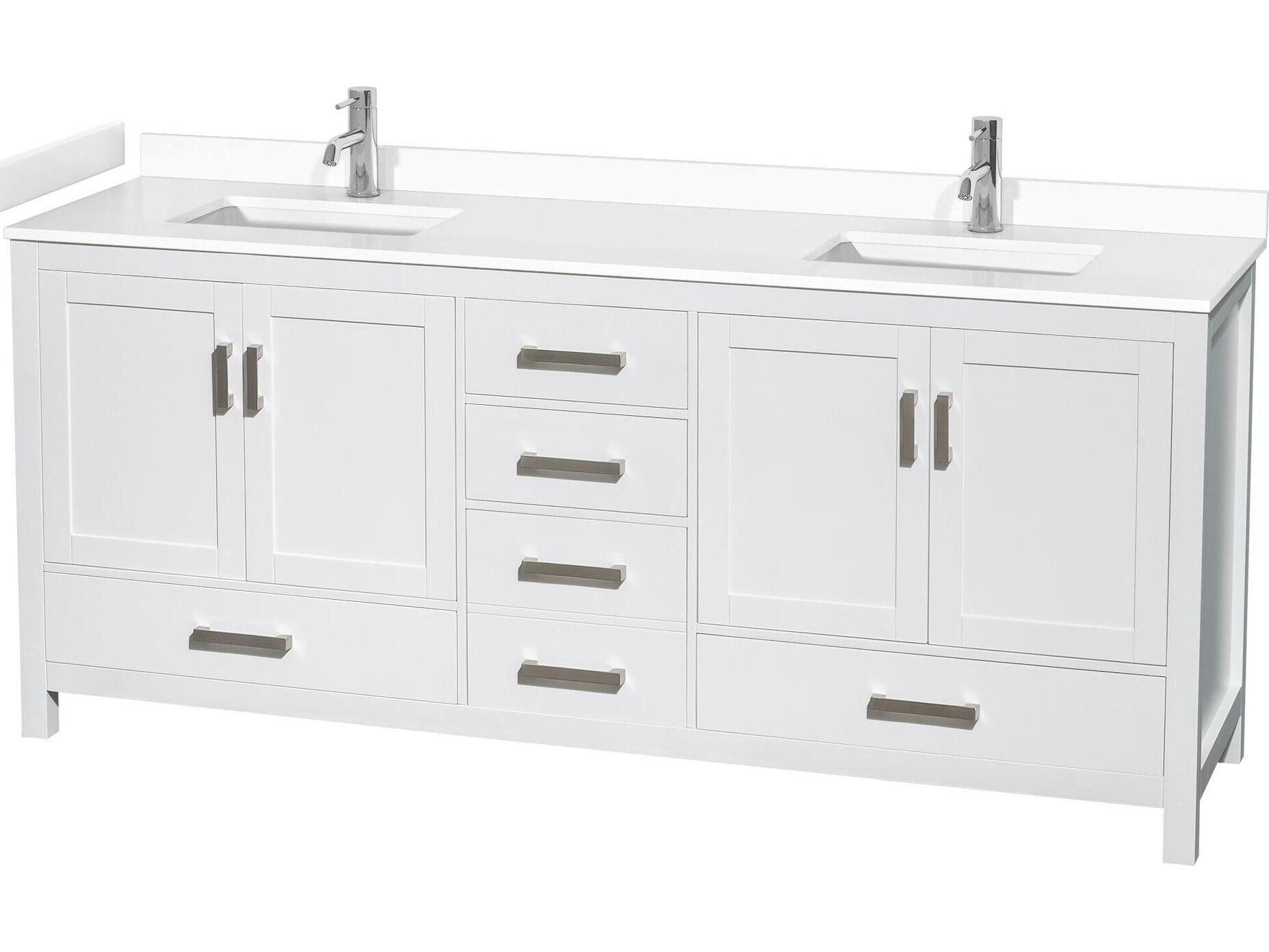 Wyndham Collection Sheffield 80" White Vanity