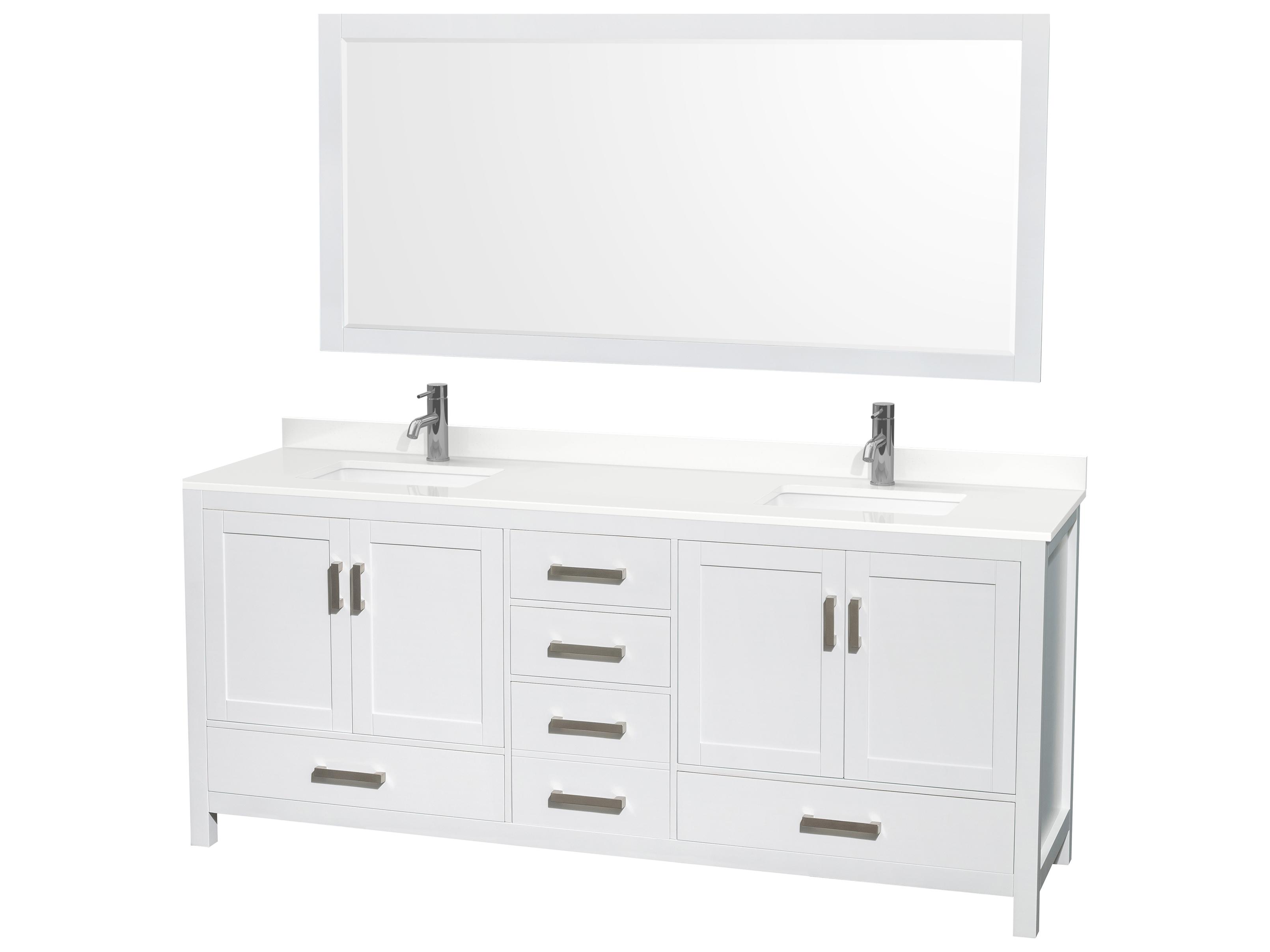 Wyndham Collection Sheffield 80" White Vanity