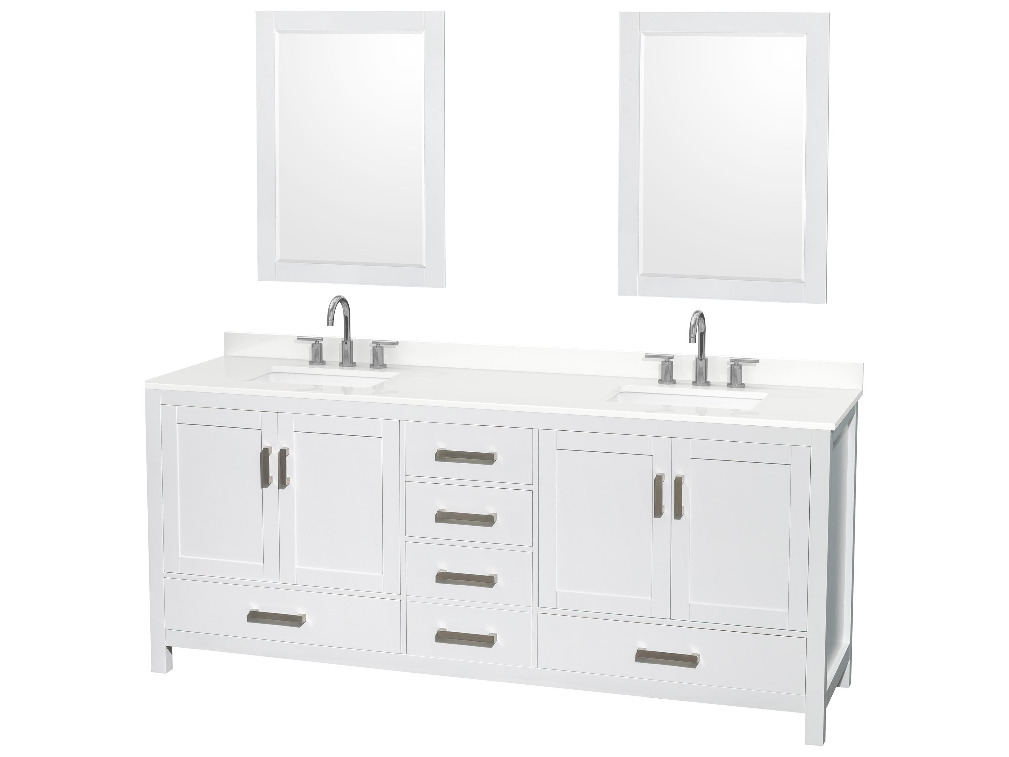 Wyndham Collection Sheffield 80" White Vanity with 24" Mirror