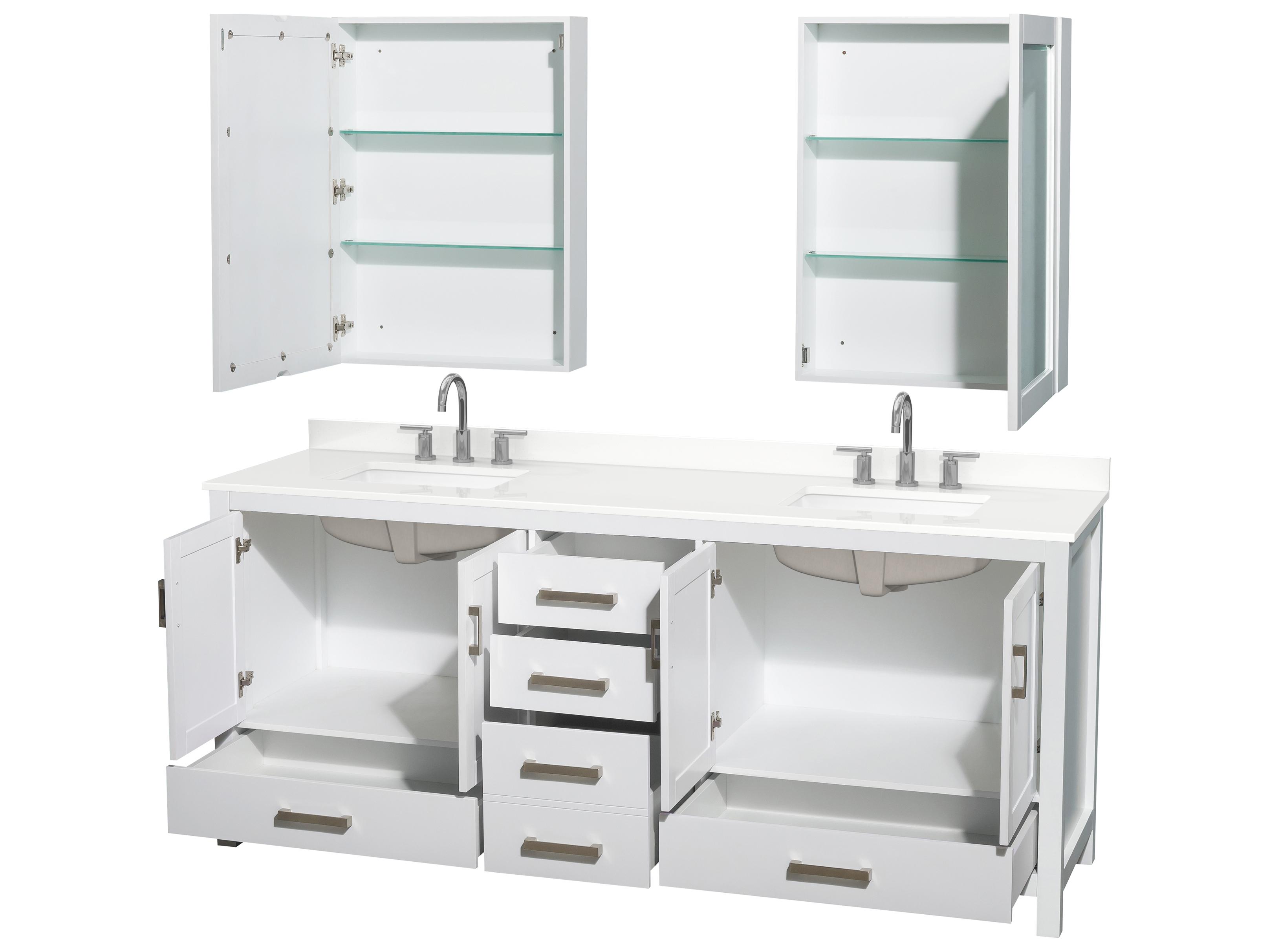 Wyndham Collection Sheffield 80" White Vanity with Medicine Cabinet