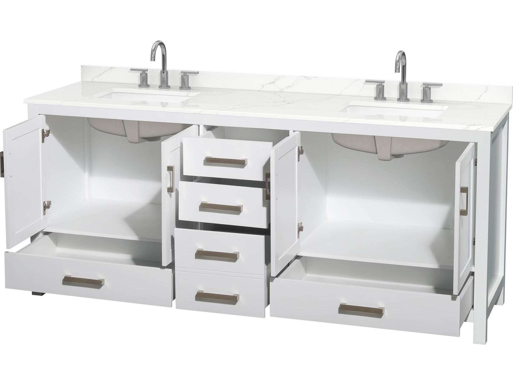 Wyndham Collection Sheffield 80" White Vanity