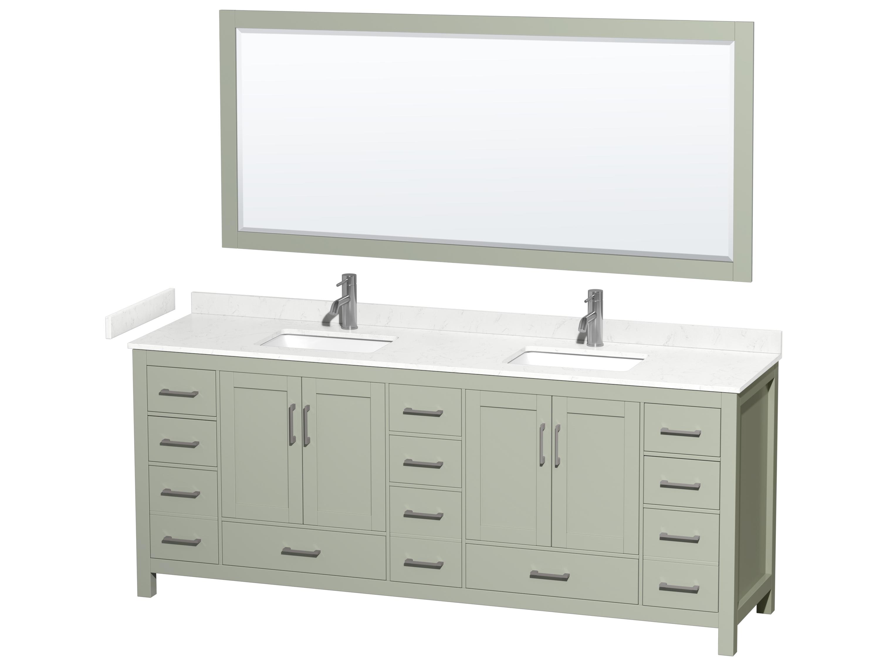 Wyndham Collection Sheffield 84" Light Green Vanity with 70" Mirror