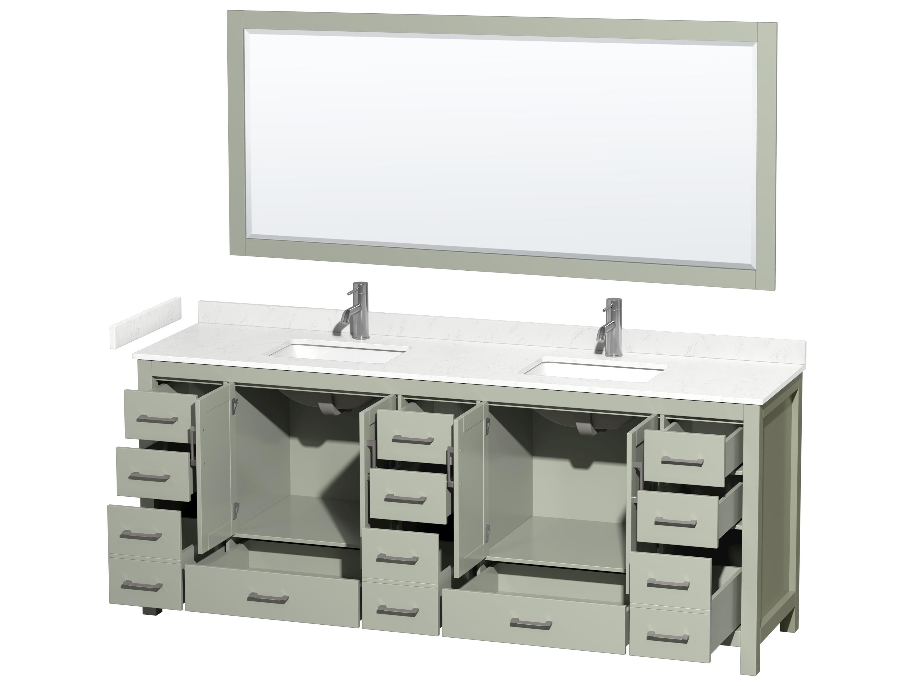 Wyndham Collection Sheffield 84" Light Green Vanity with 70" Mirror