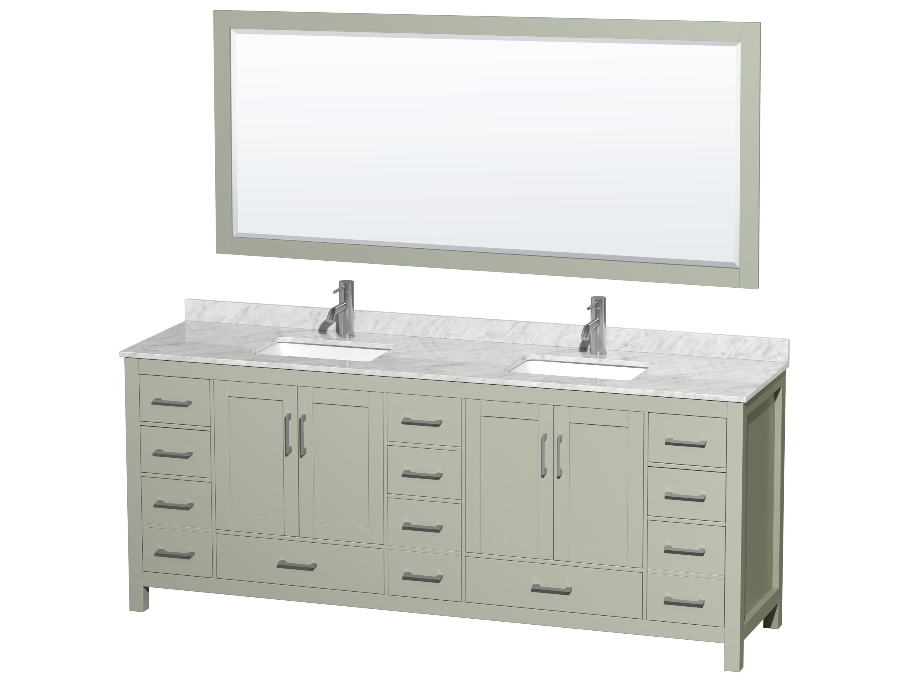 Wyndham Collection Sheffield 84" Light Green Vanity with 70" Mirror