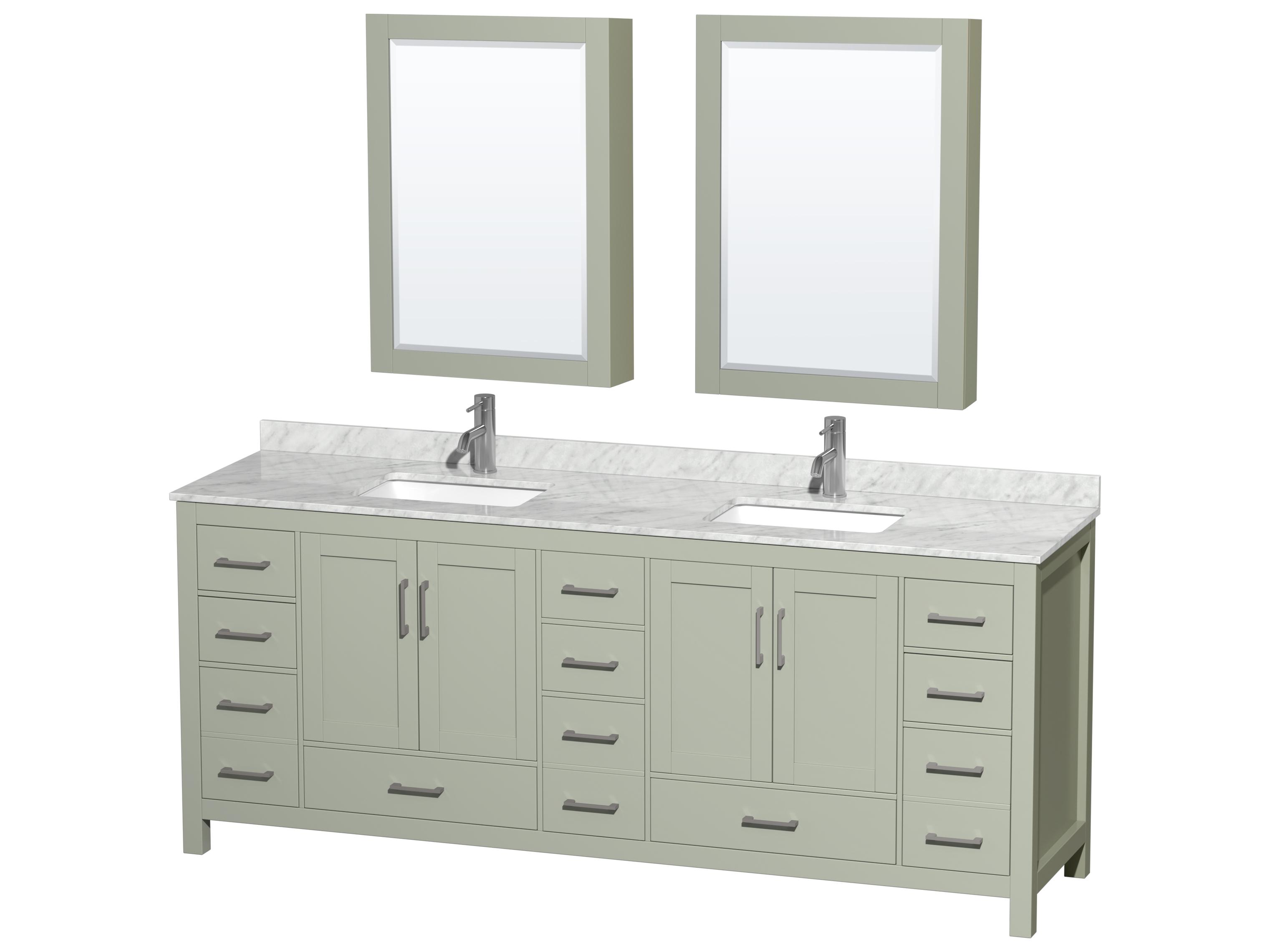 Wyndham Collection Sheffield 84" Light Green Vanity with Medicine Cabinet