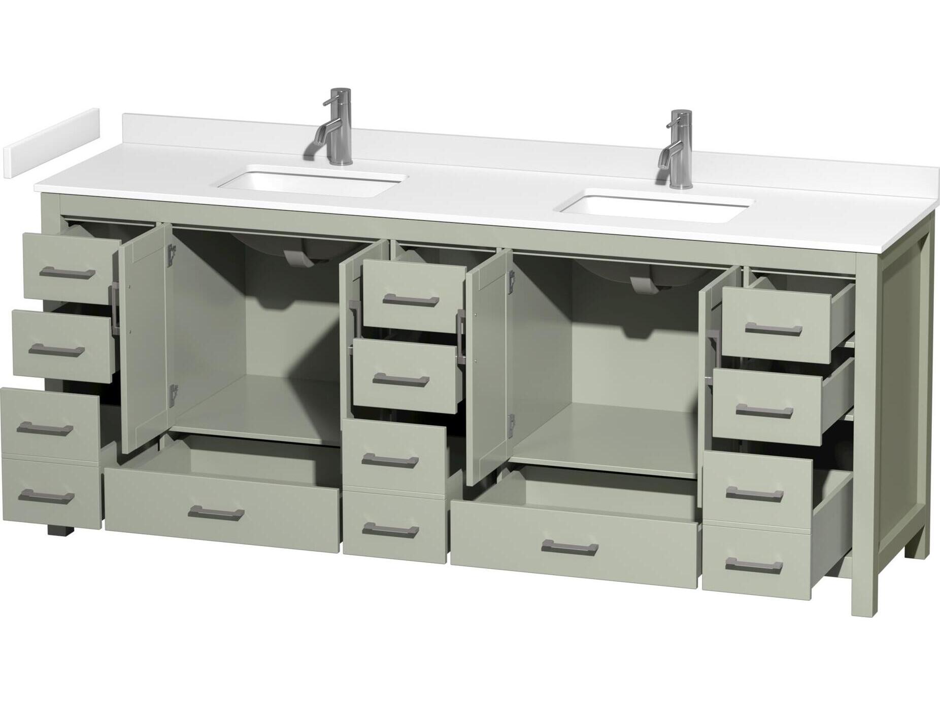 Wyndham Collection Sheffield 84" Light Green Vanity