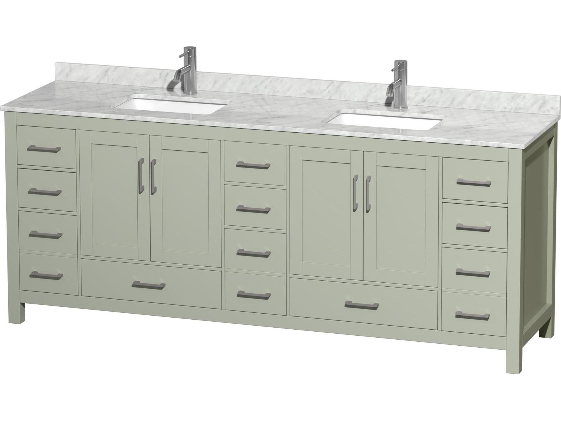 Wyndham Collection Sheffield 84" Light Green Vanity