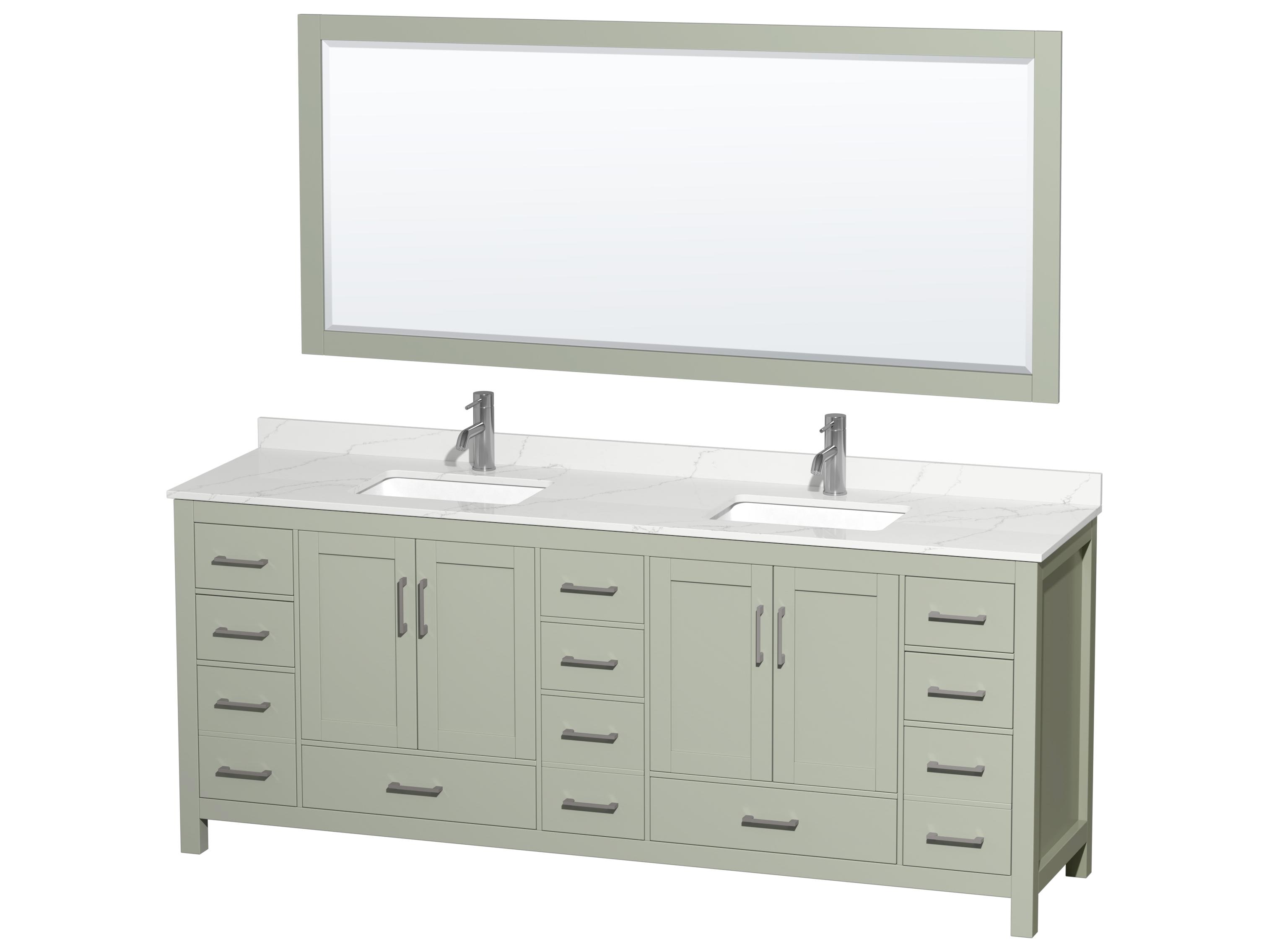 Wyndham Collection Sheffield 84" Light Green Vanity with 70" Mirror