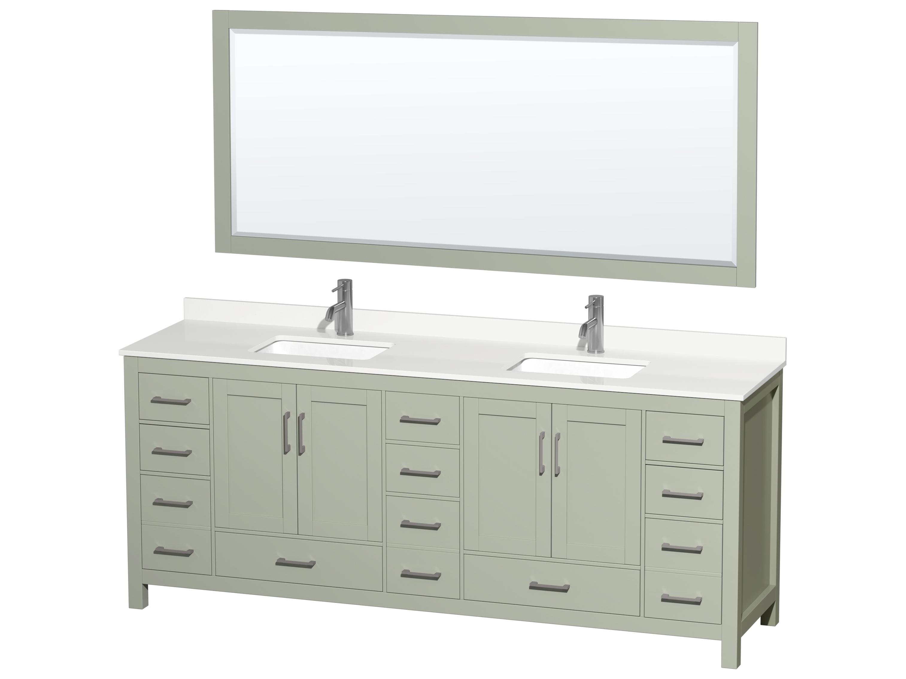 Wyndham Collection Sheffield 84" Light Green Vanity with 70" Mirror