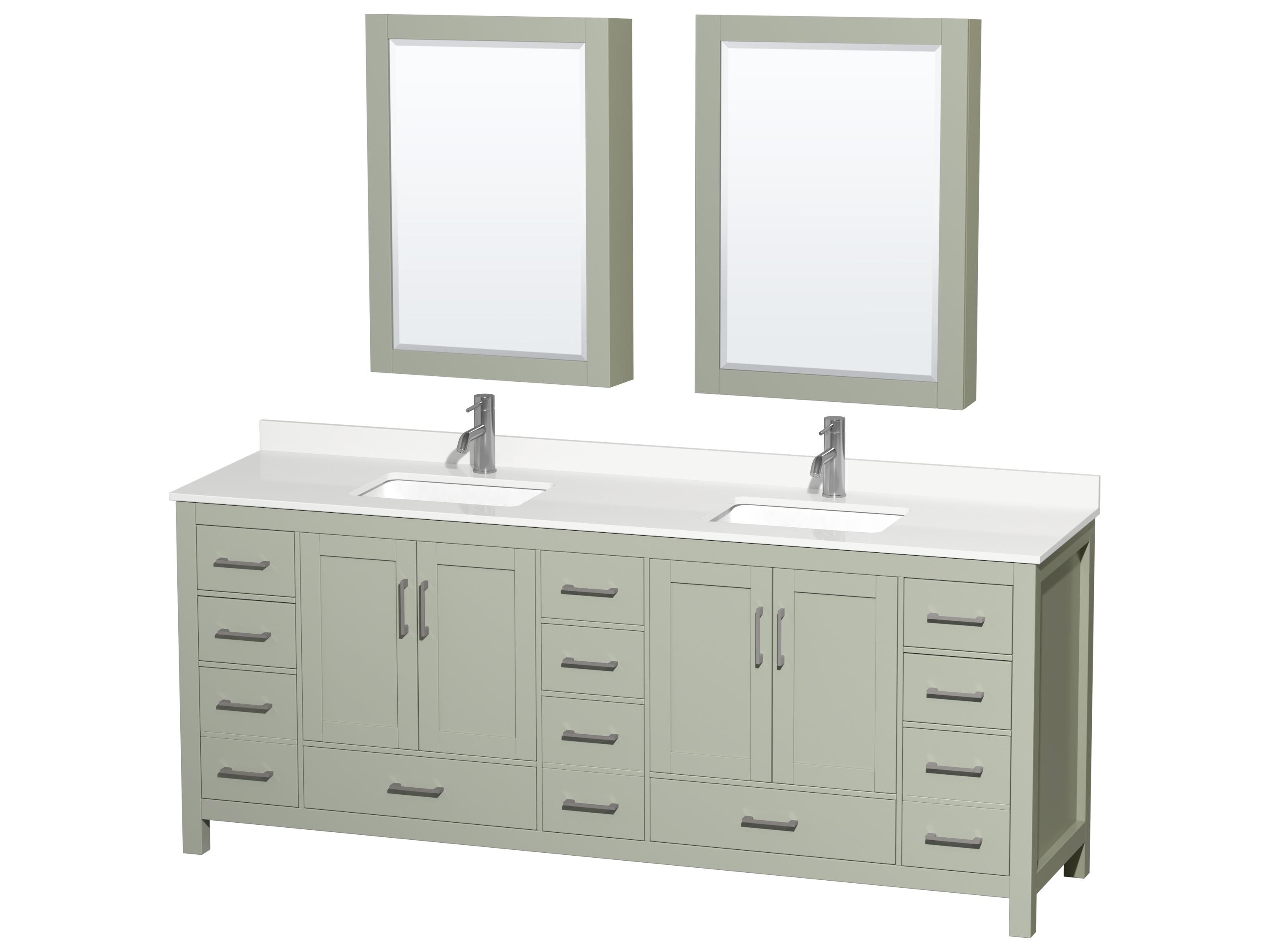 Wyndham Collection Sheffield 84" Light Green Vanity with Medicine Cabinet