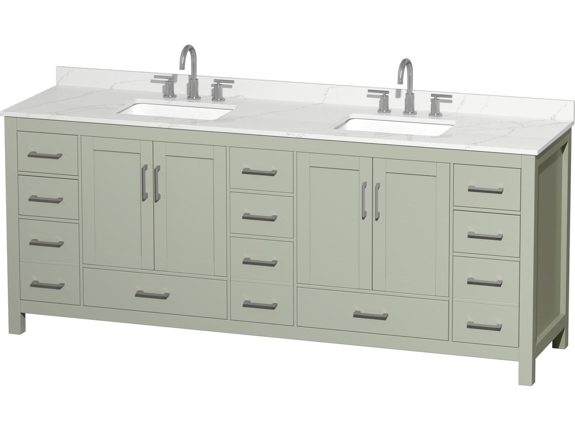 Wyndham Collection Sheffield 84" Light Green Vanity