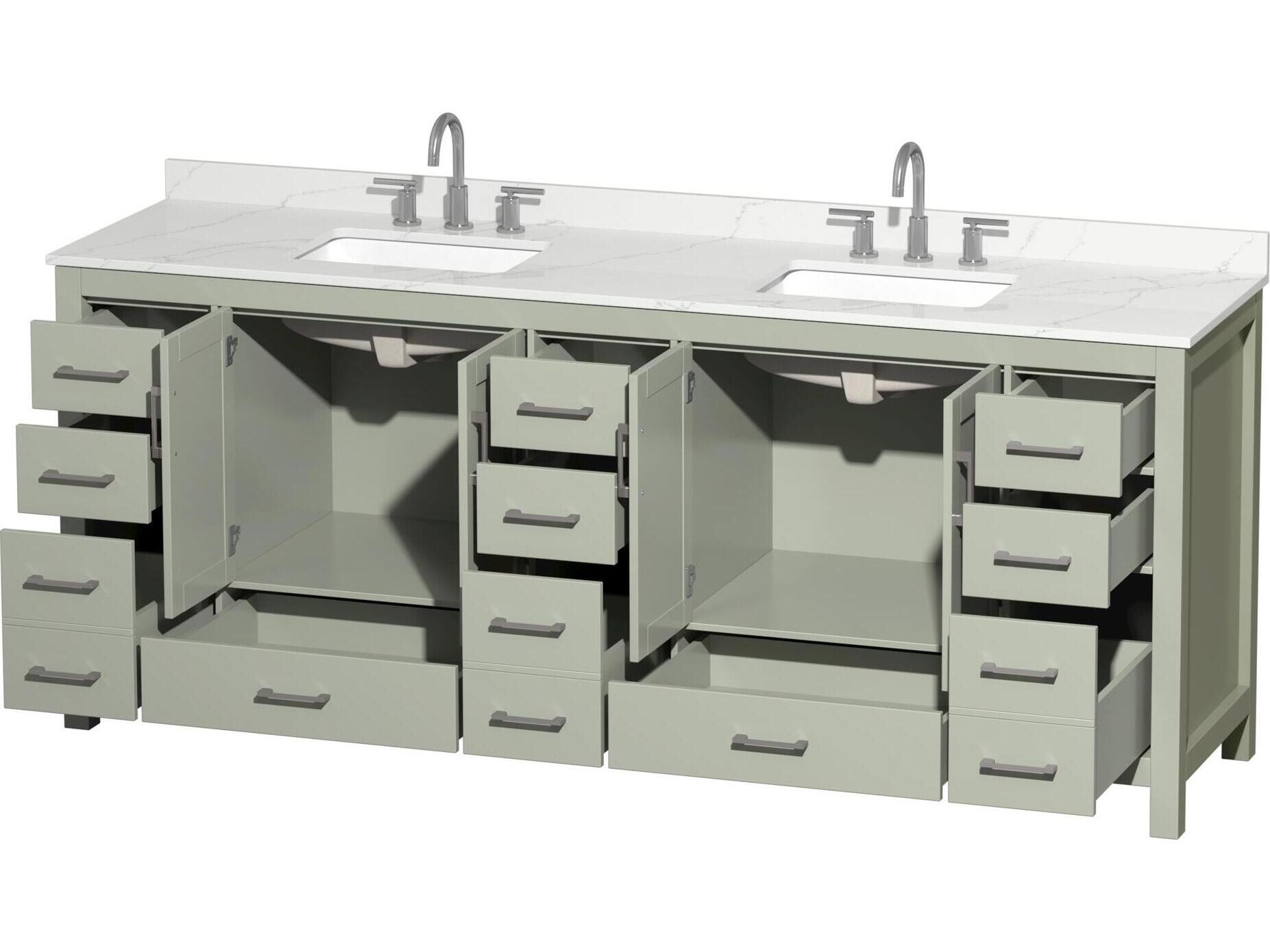 Wyndham Collection Sheffield 84" Light Green Vanity