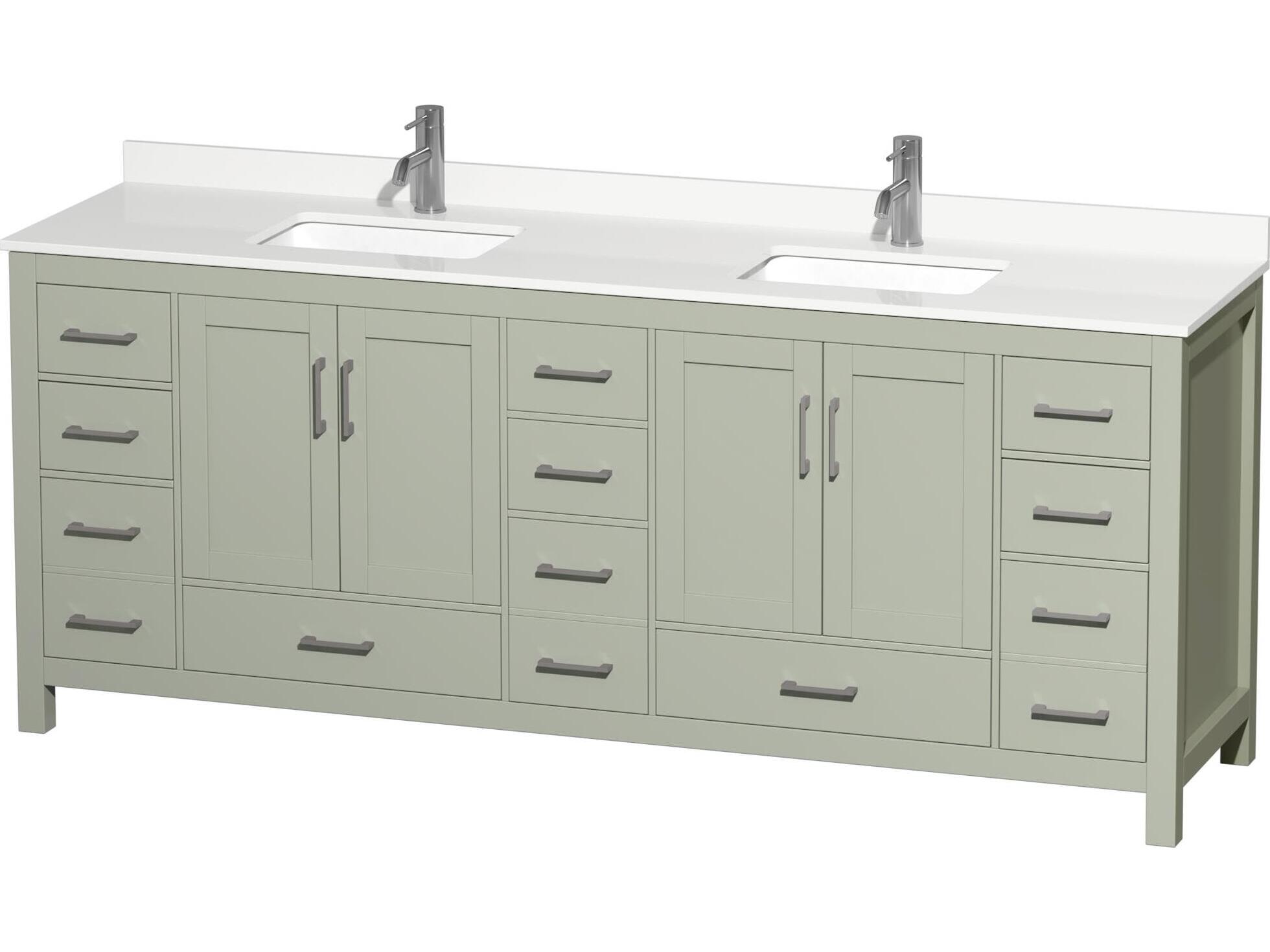 Wyndham Collection Sheffield 84" Light Green Vanity