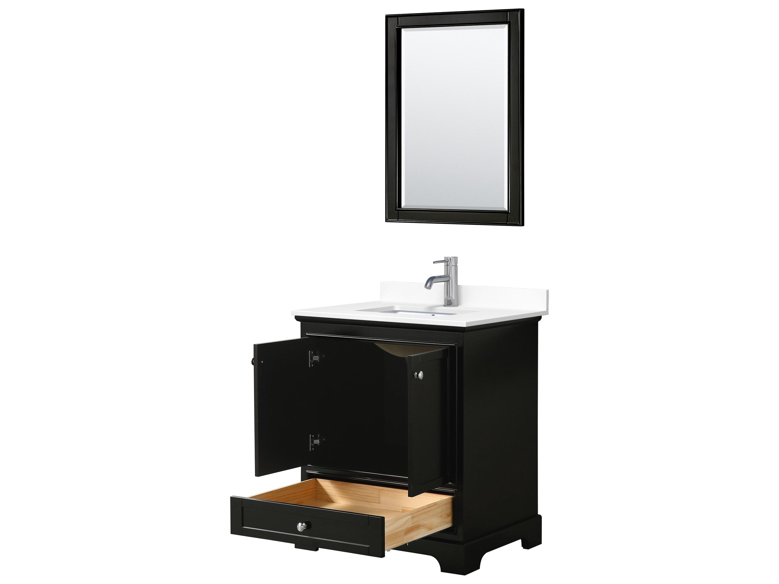 Wyndham Collection Deborah 30" Dark Espresso Vanity with 24" Mirror