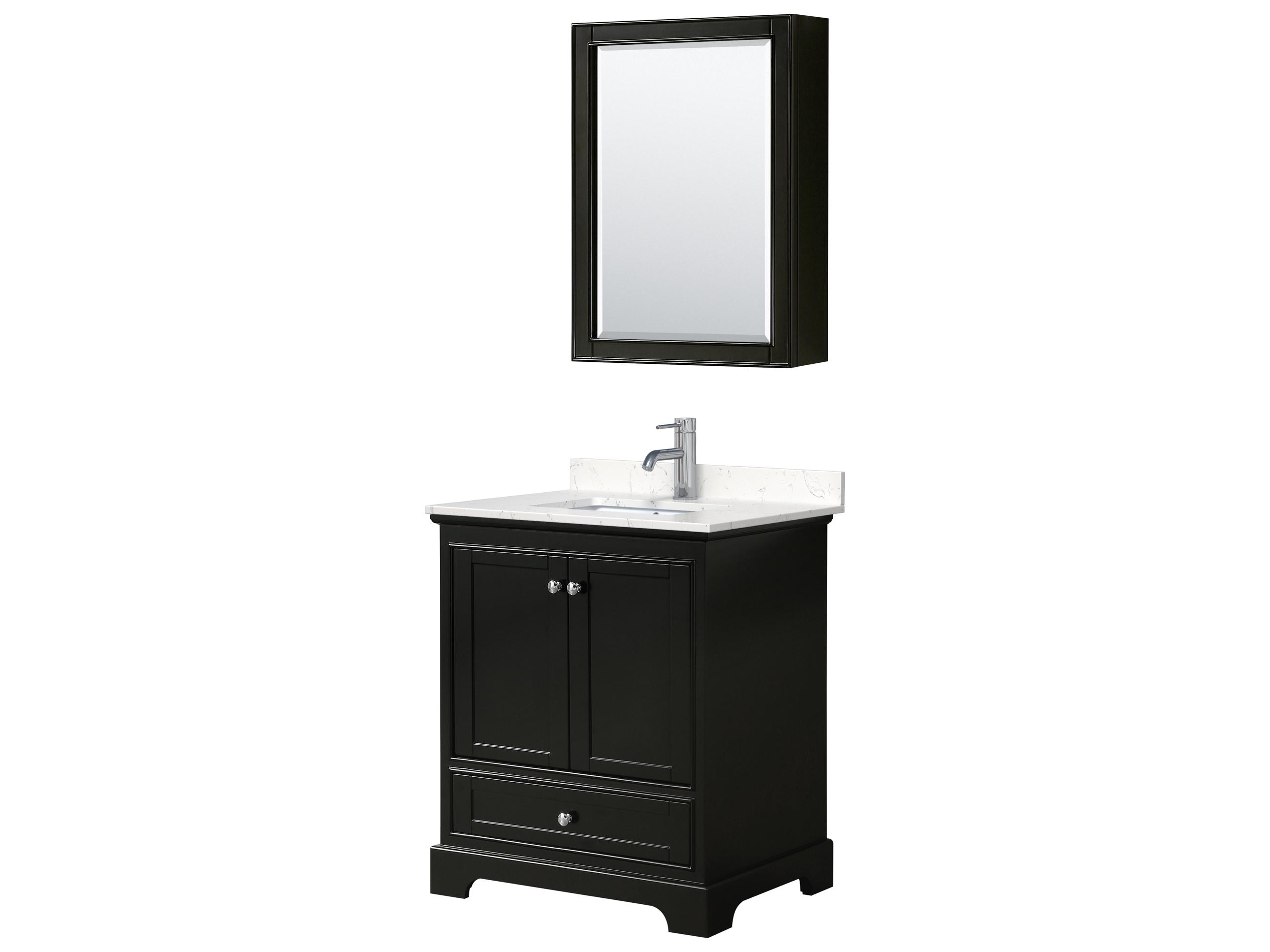 Wyndham Collection Deborah 30" Dark Espresso Vanity with Medicine Cabinet