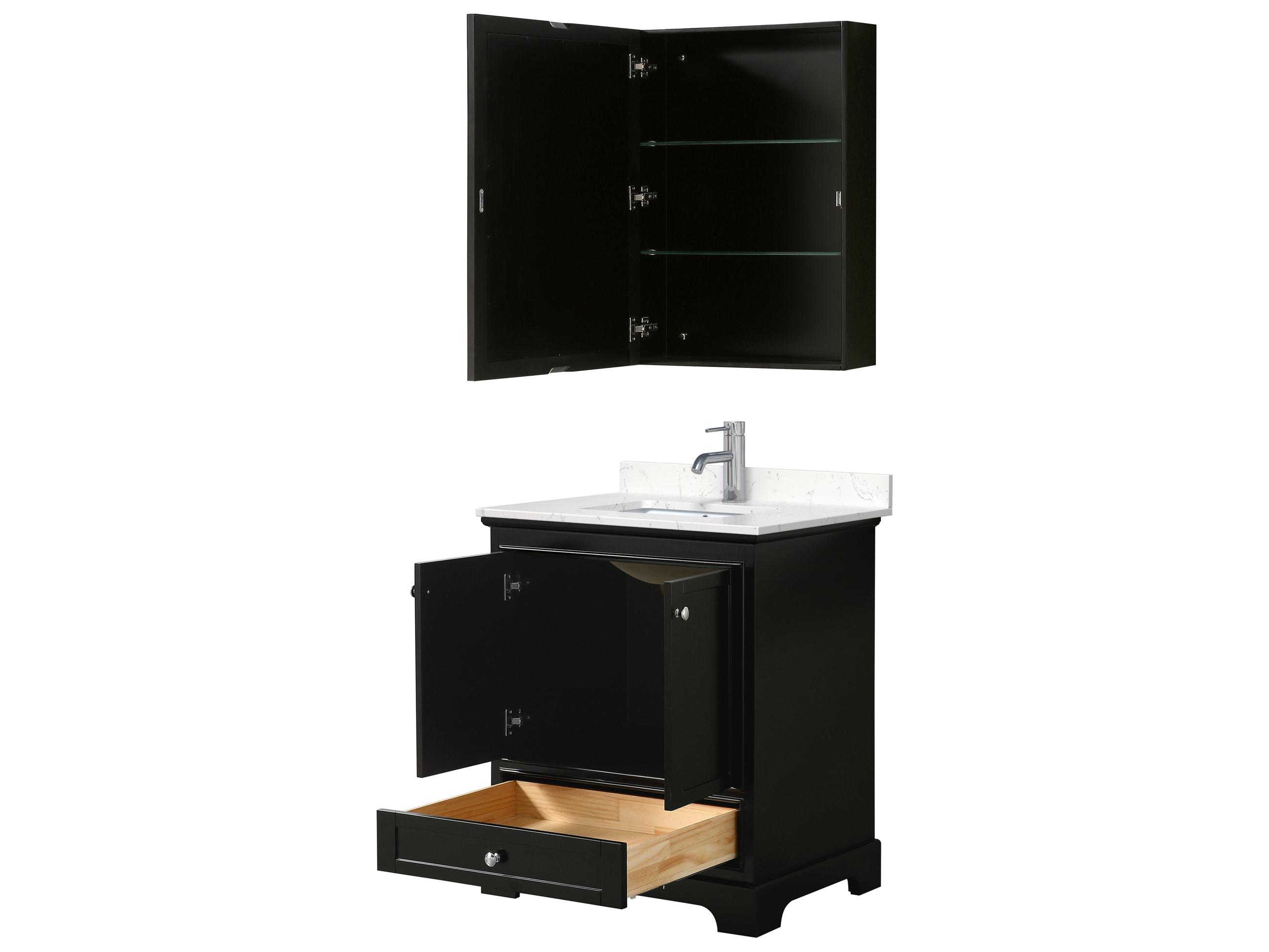 Wyndham Collection Deborah 30" Dark Espresso Vanity with Medicine Cabinet