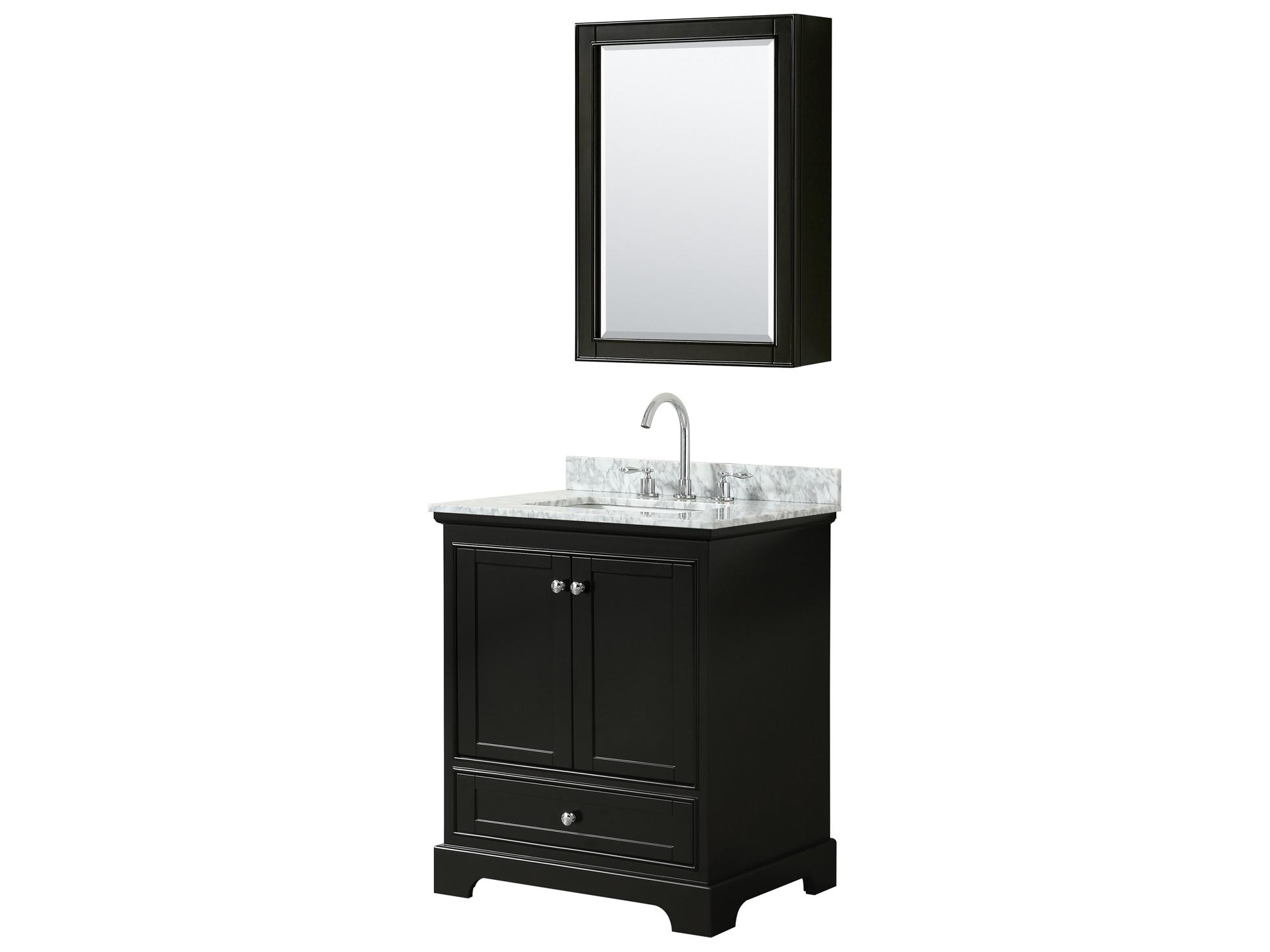 Wyndham Collection Deborah 30" Dark Espresso Vanity with Medicine Cabinet