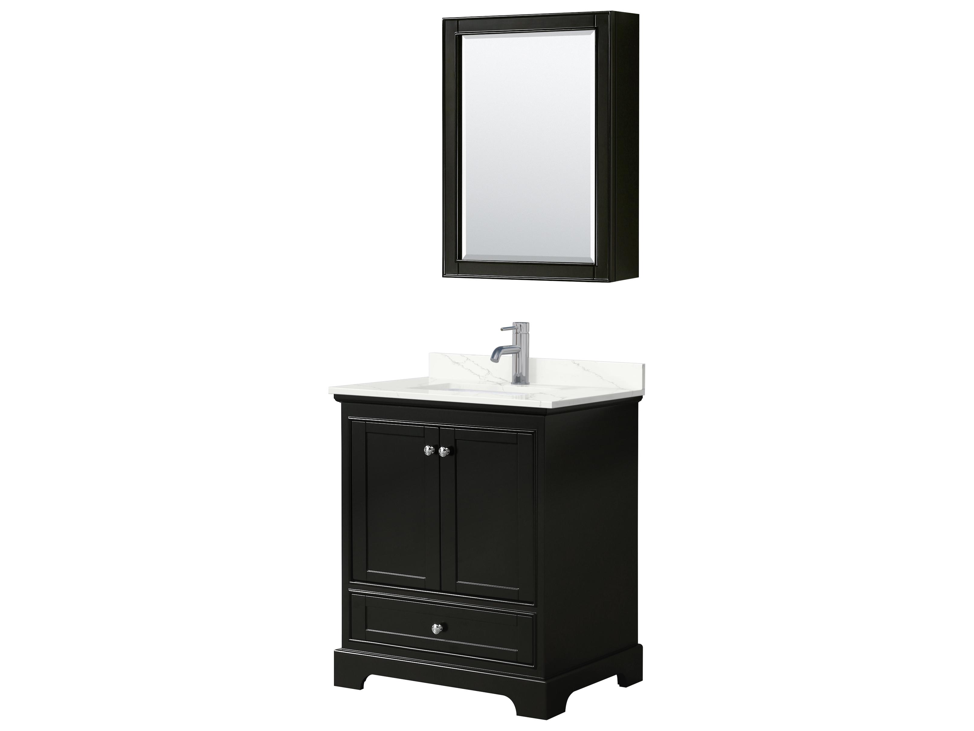 Wyndham Collection Deborah 30" Dark Espresso Vanity with Medicine Cabinet