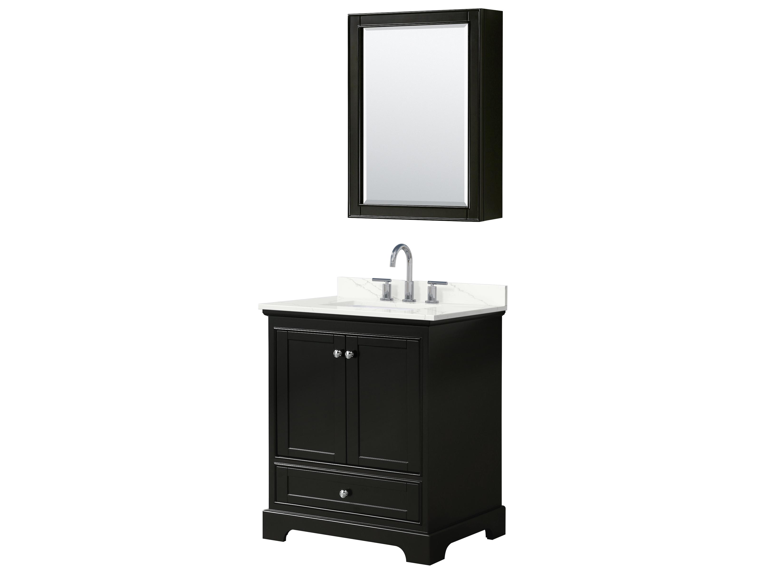 Wyndham Collection Deborah 30" Dark Espresso Vanity with Medicine Cabinet