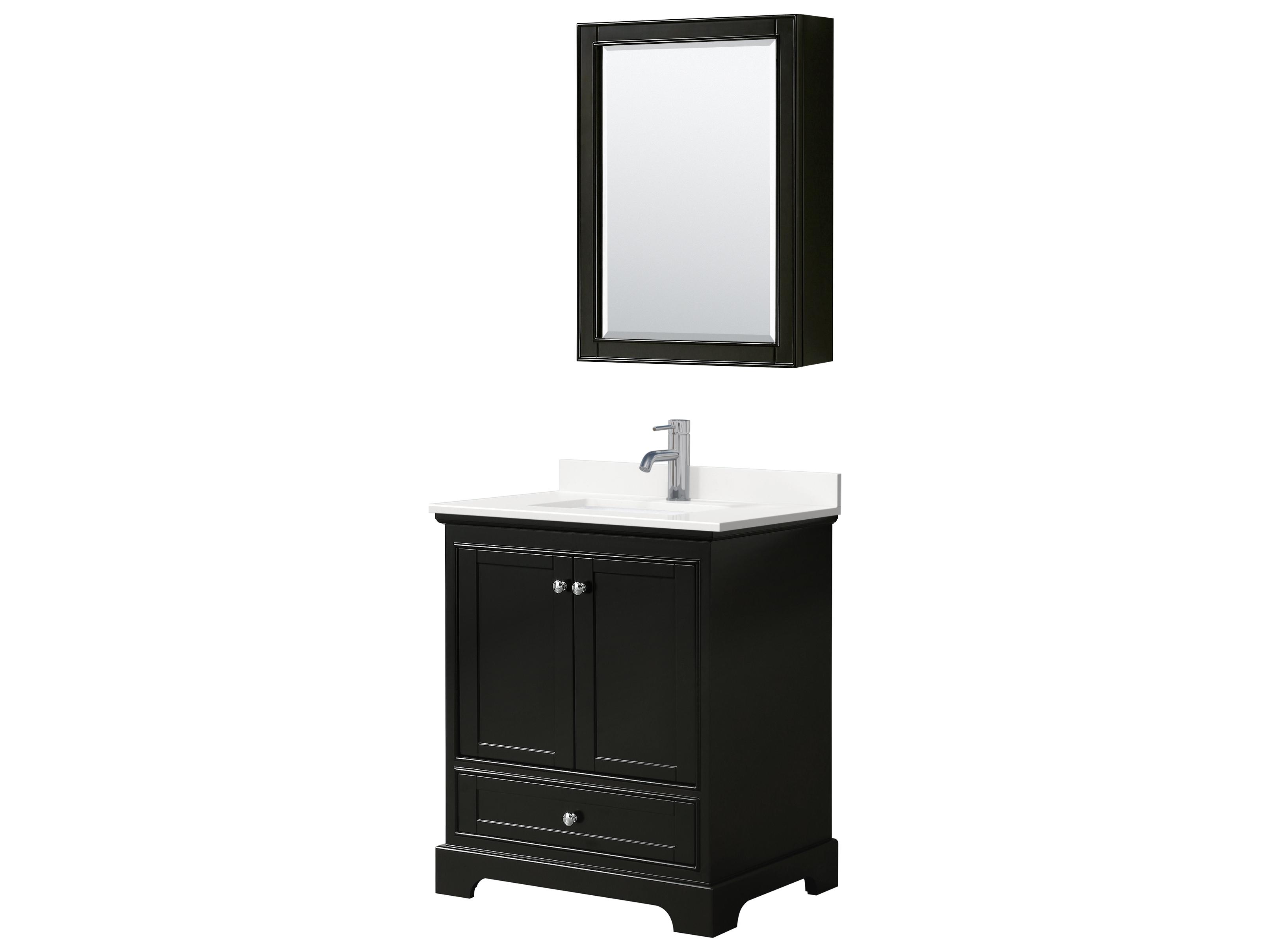 Wyndham Collection Deborah 30" Dark Espresso Vanity with Medicine Cabinet