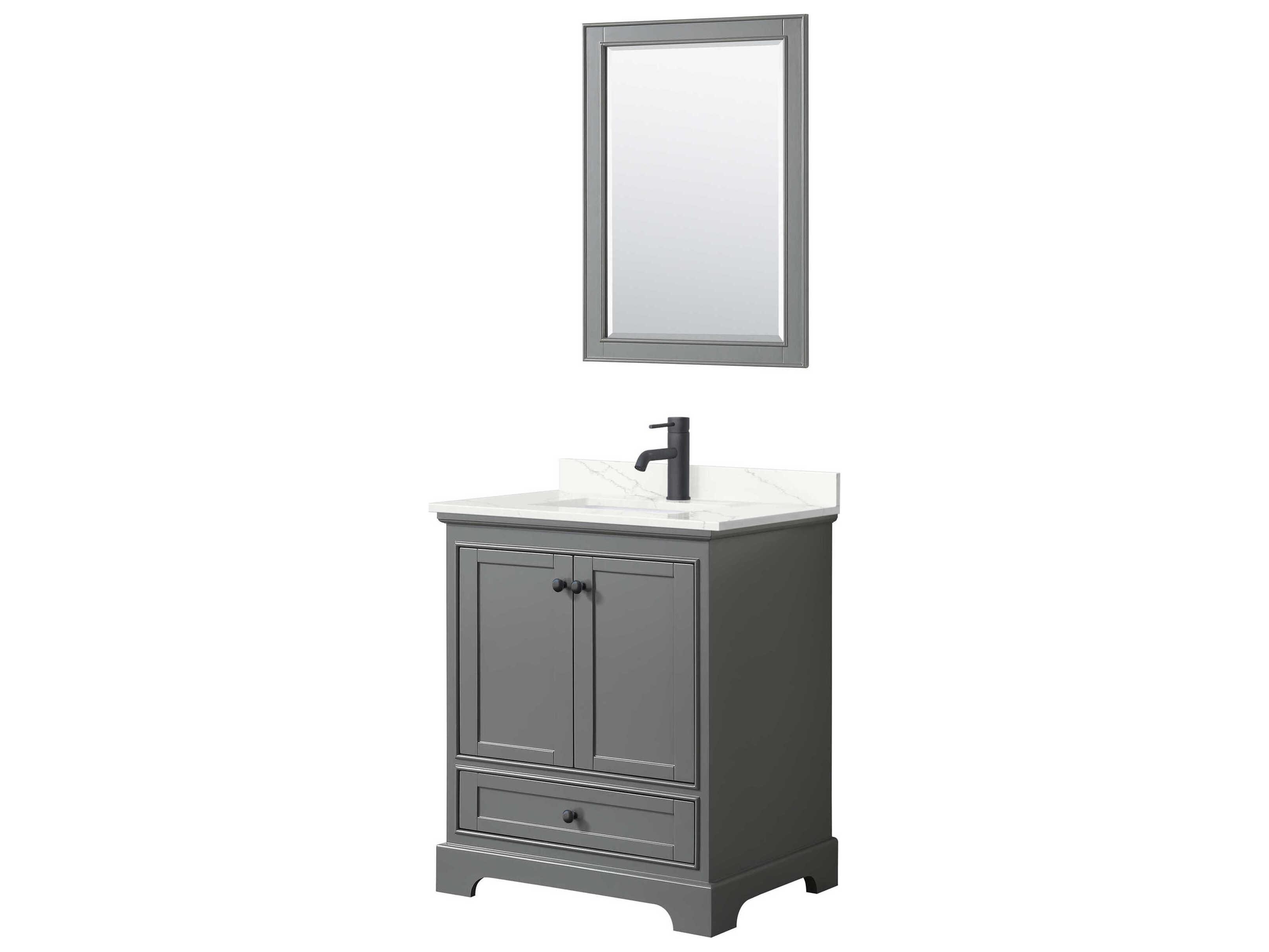 Wyndham Collection Deborah 30" Dark Gray Vanity with 24" Mirror
