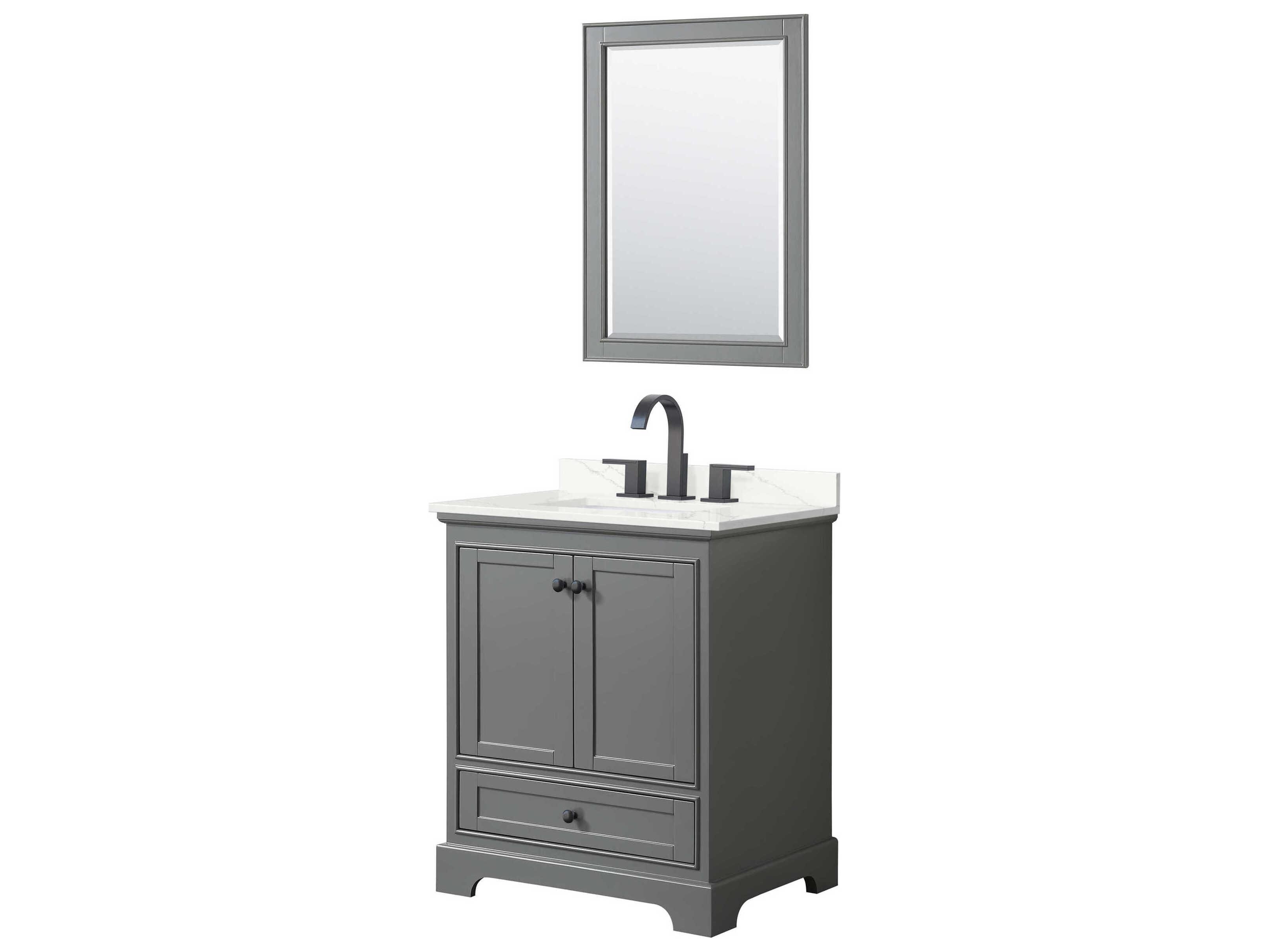 Wyndham Collection Deborah 30" Dark Gray Vanity with 24" Mirror