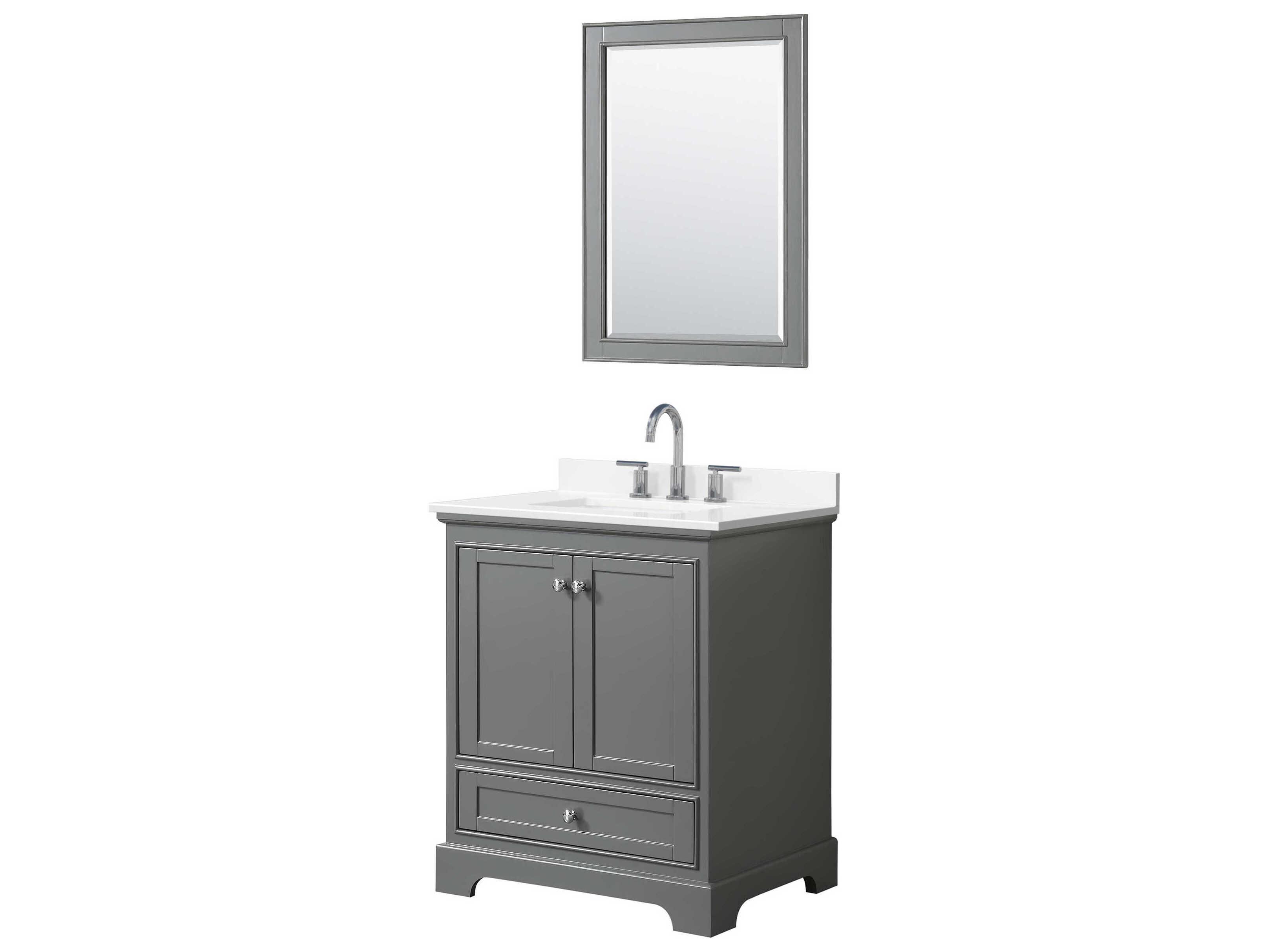 Wyndham Collection Deborah 30" Dark Gray Vanity with 24" Mirror