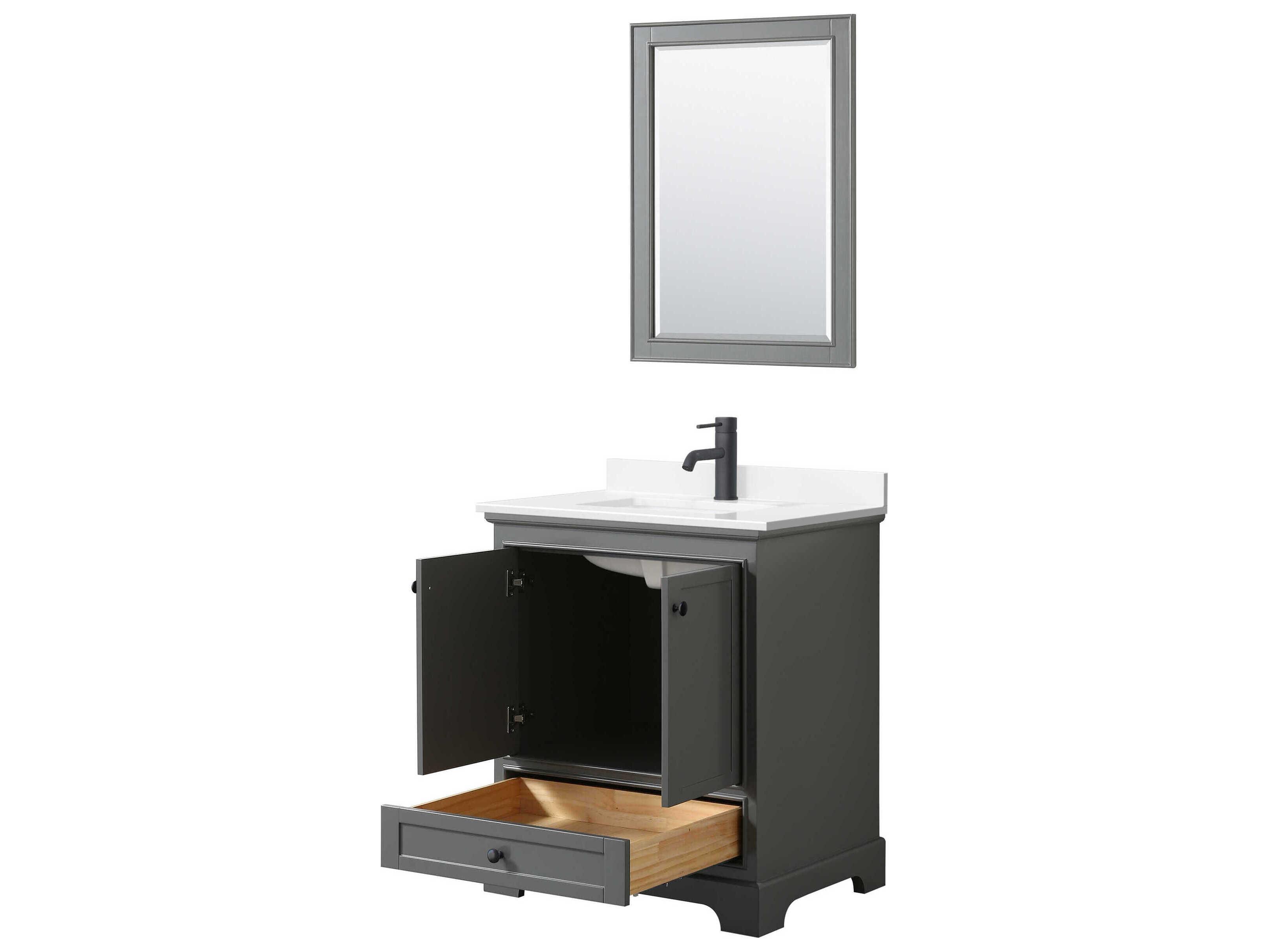 Wyndham Collection Deborah 30" Dark Gray Vanity with 24" Mirror