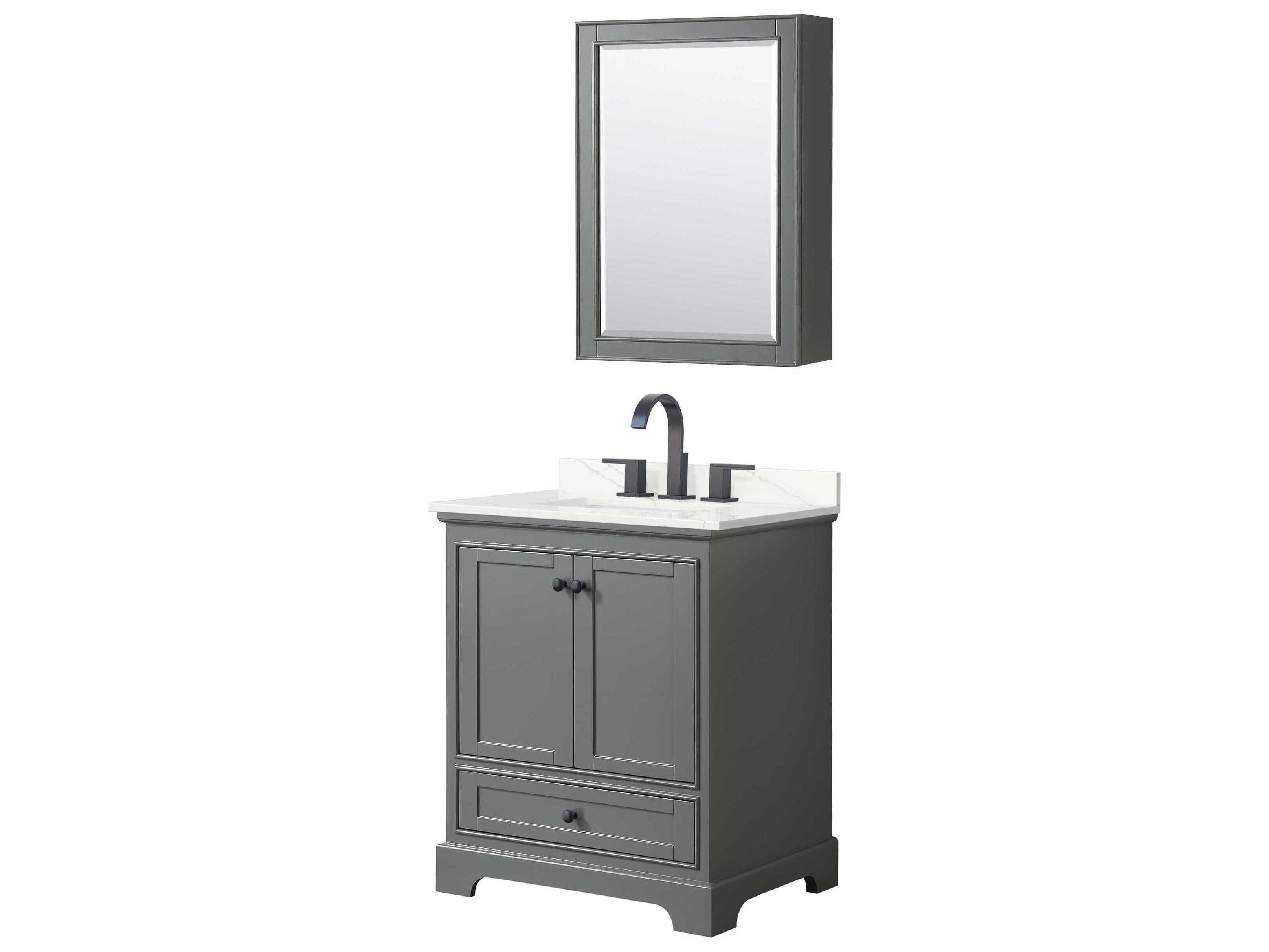 Wyndham Collection Deborah 30" Dark Gray Vanity with Medicine Cabinet