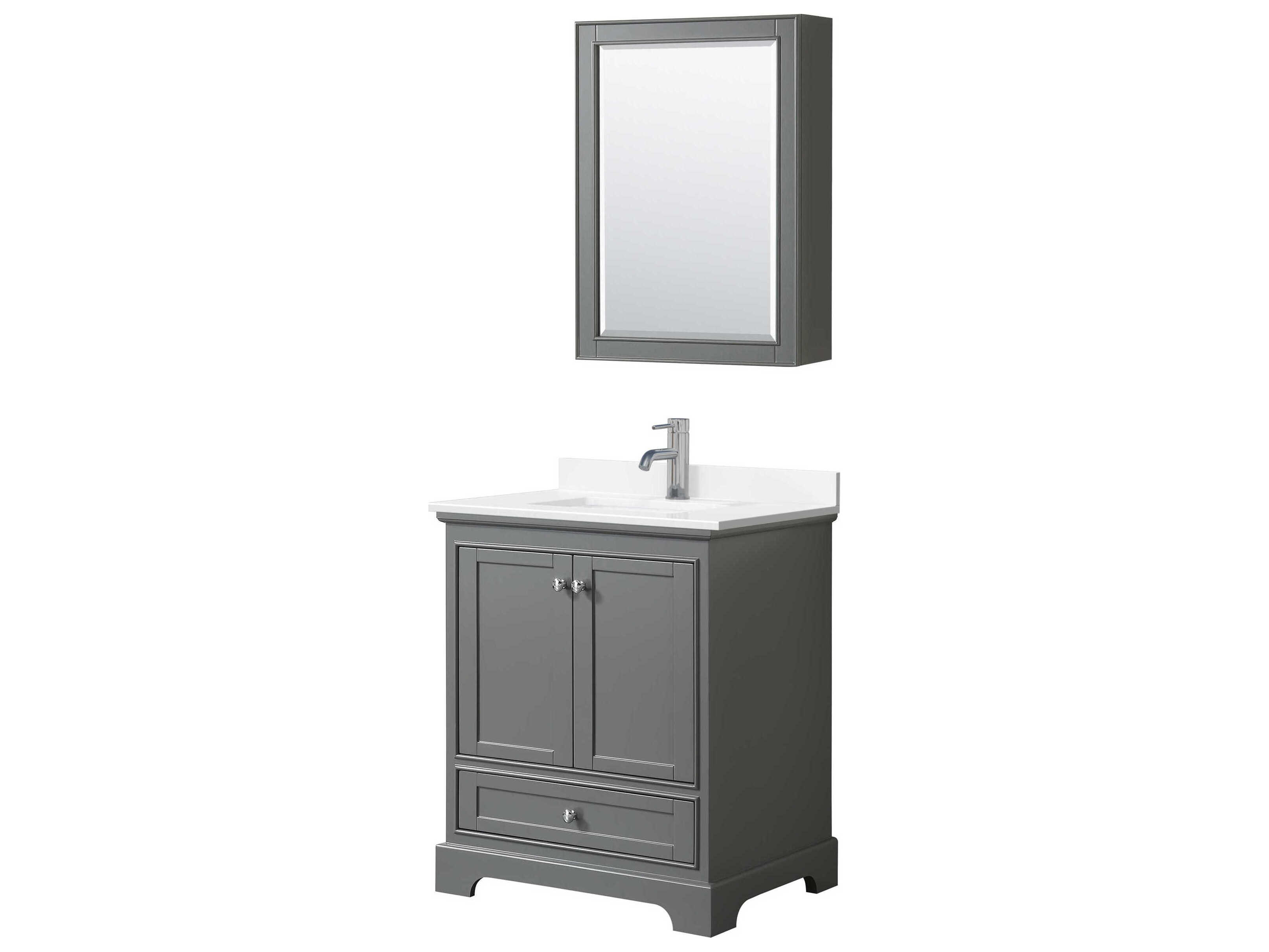 Wyndham Collection Deborah 30" Dark Gray Vanity with Medicine Cabinet