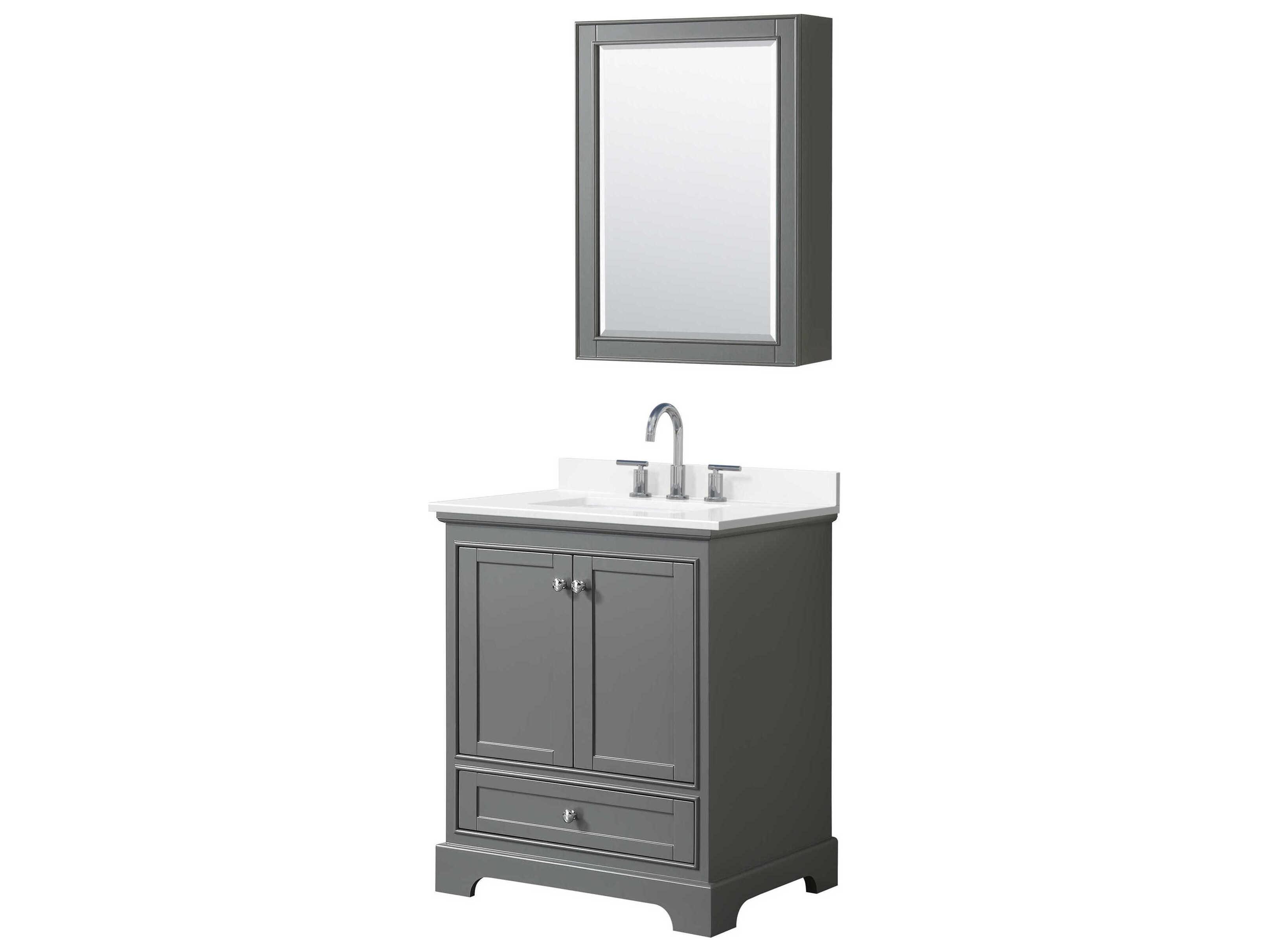 Wyndham Collection Deborah 30" Dark Gray Vanity with Medicine Cabinet