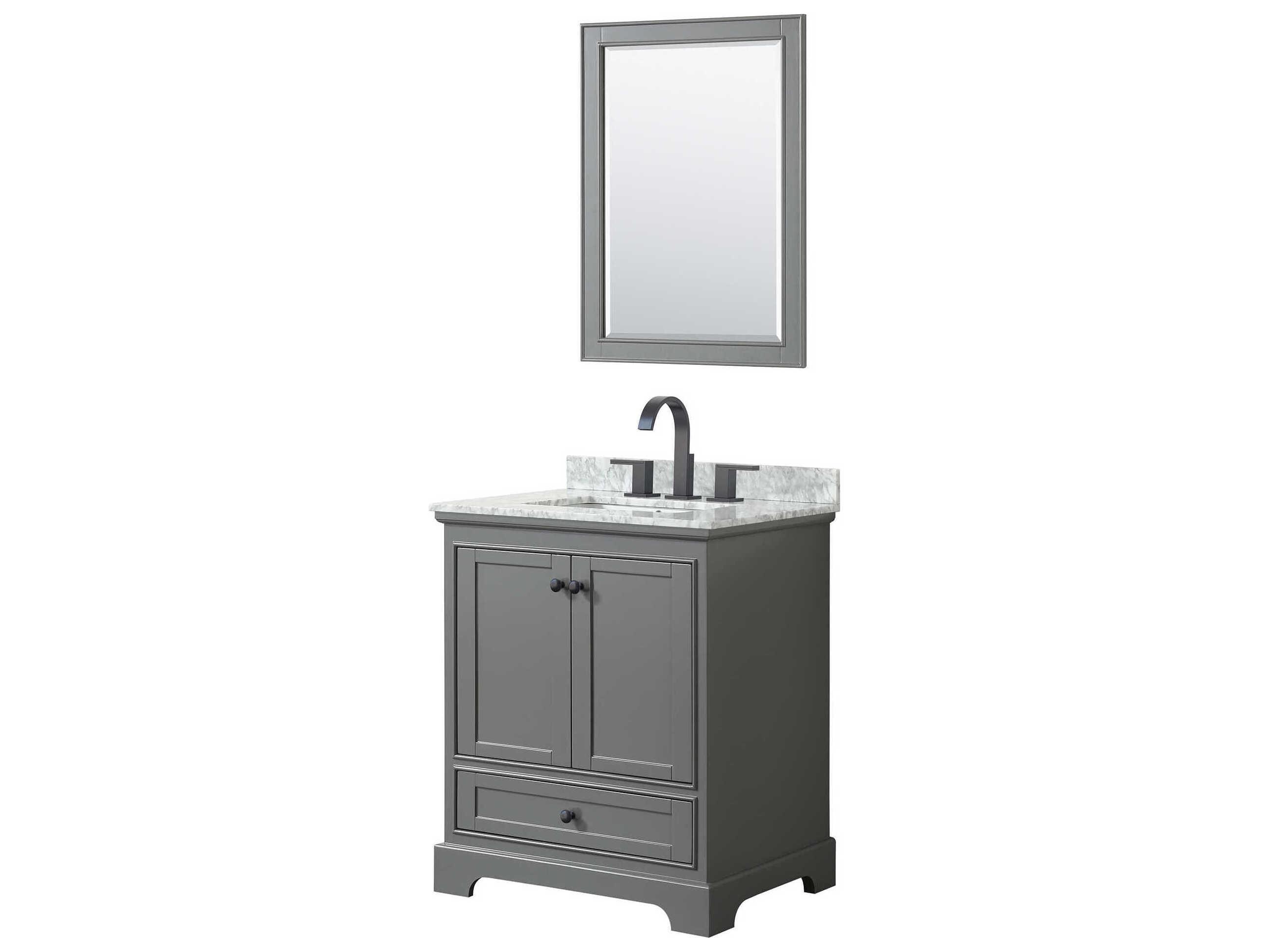 Wyndham Collection Deborah 30" Dark Gray Vanity with 24" Mirror